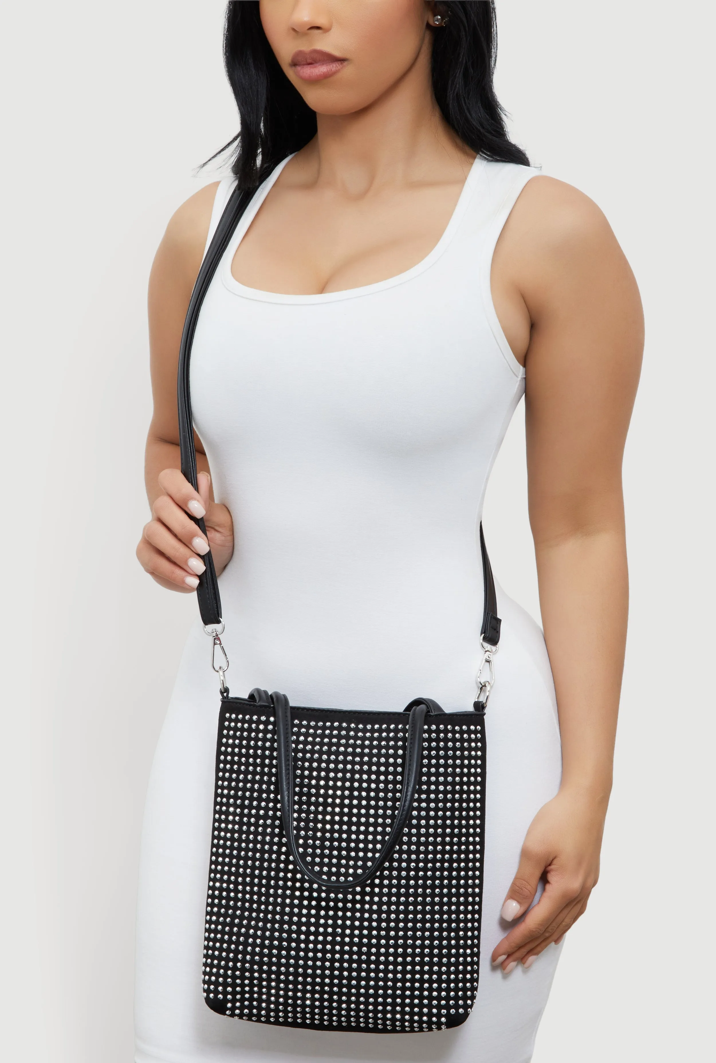 Rhinestone Studded Crossbody Tote Bag sold by Rainbow product image thumbnail 3