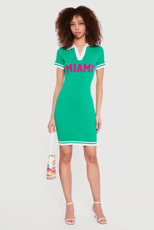 Miami Graphic Polo Sweater Dress sold by Rainbow