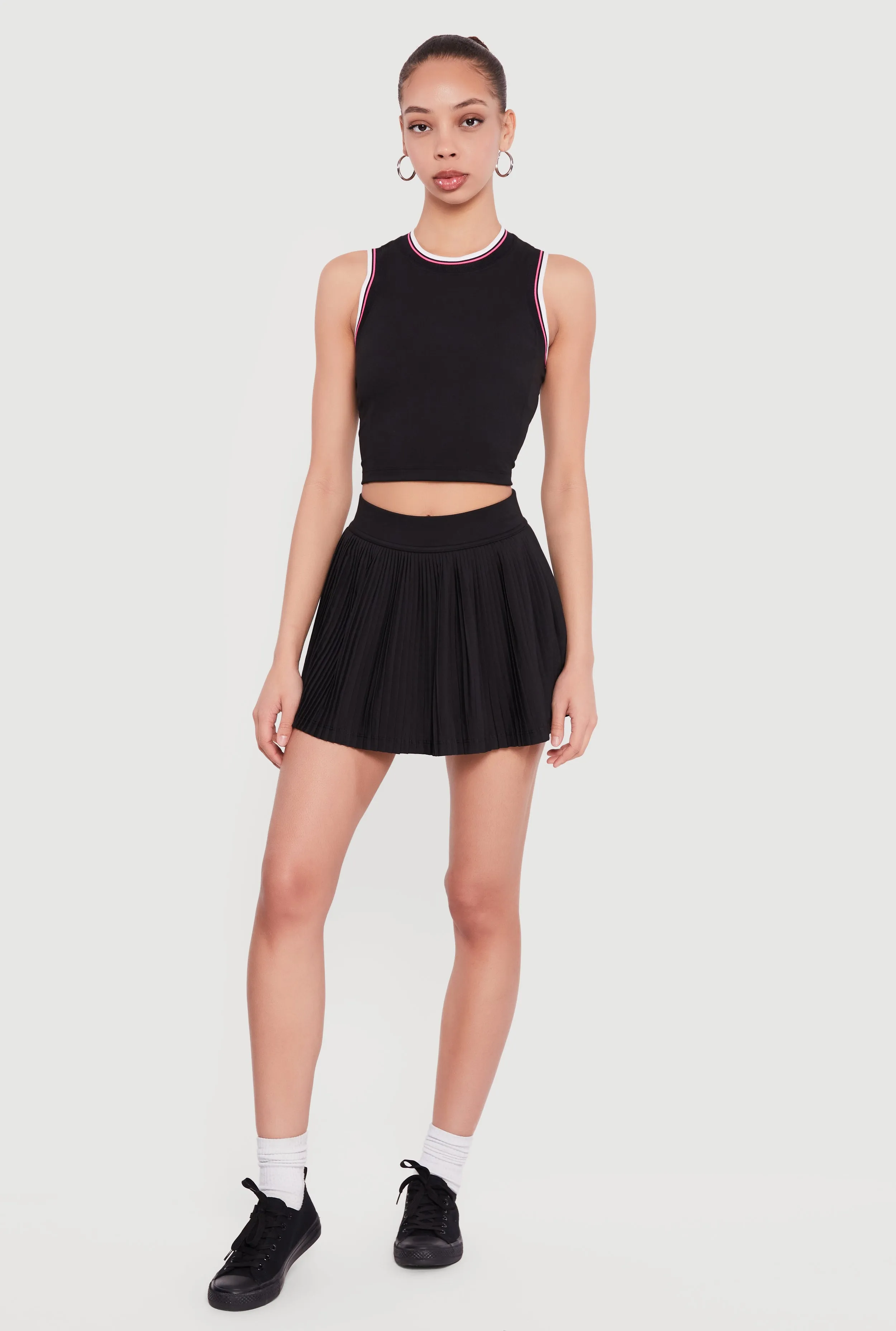 High Waisted Mini Pleated Tennis Skirt sold by Rainbow