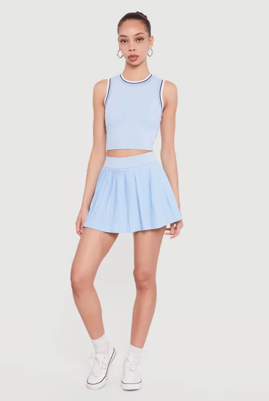 High Waisted Mini Pleated Tennis Skirt sold by Rainbow