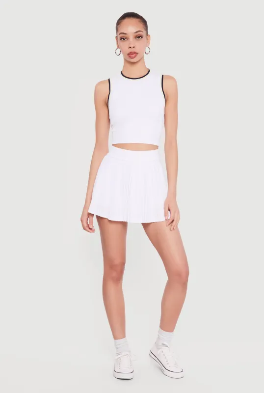 High Waisted Mini Pleated Tennis Skirt sold by Rainbow
