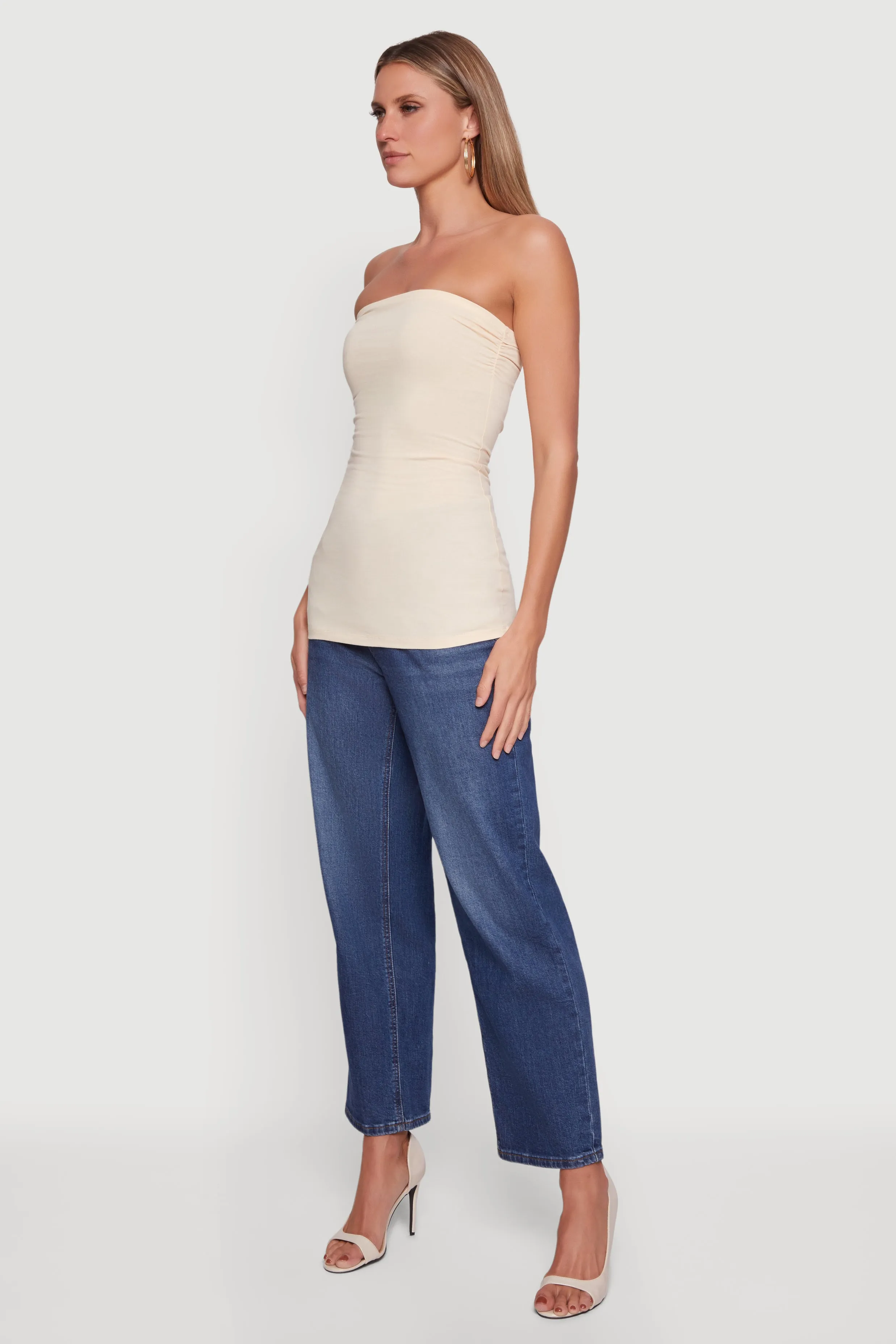Solid Ruched Strapless Top sold by Rainbow product image thumbnail 3