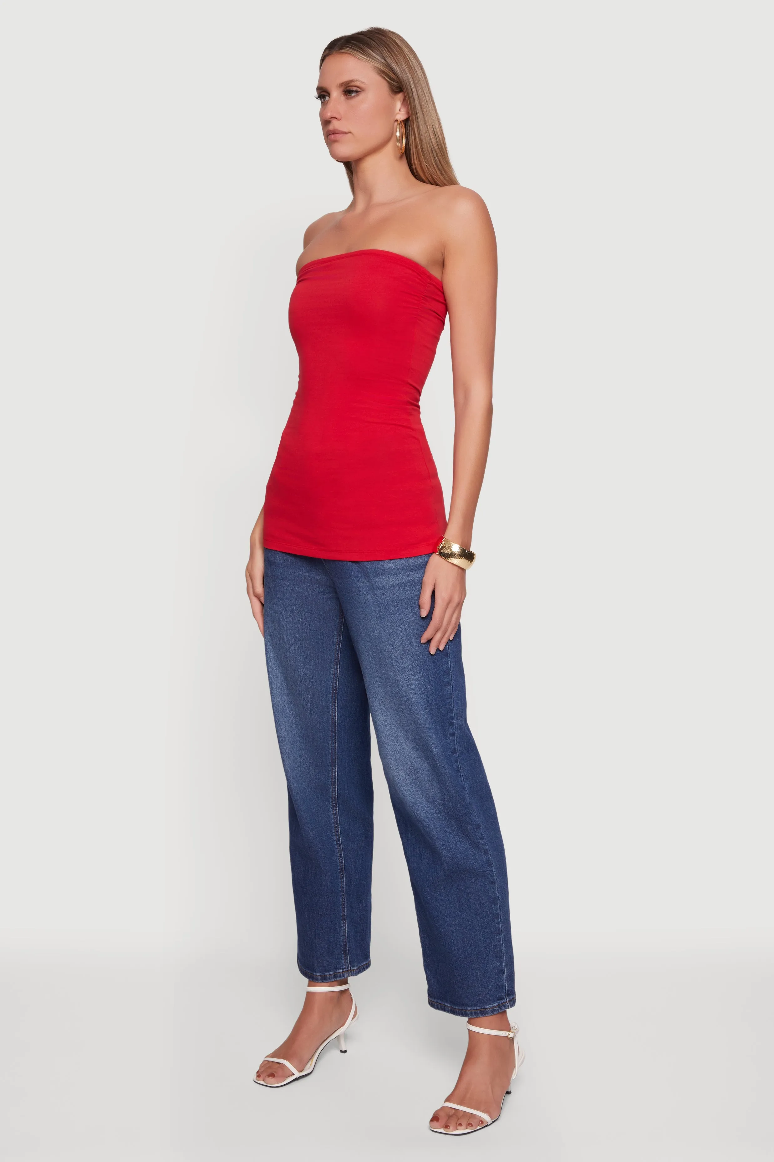 Solid Ruched Strapless Top sold by Rainbow product image thumbnail 3