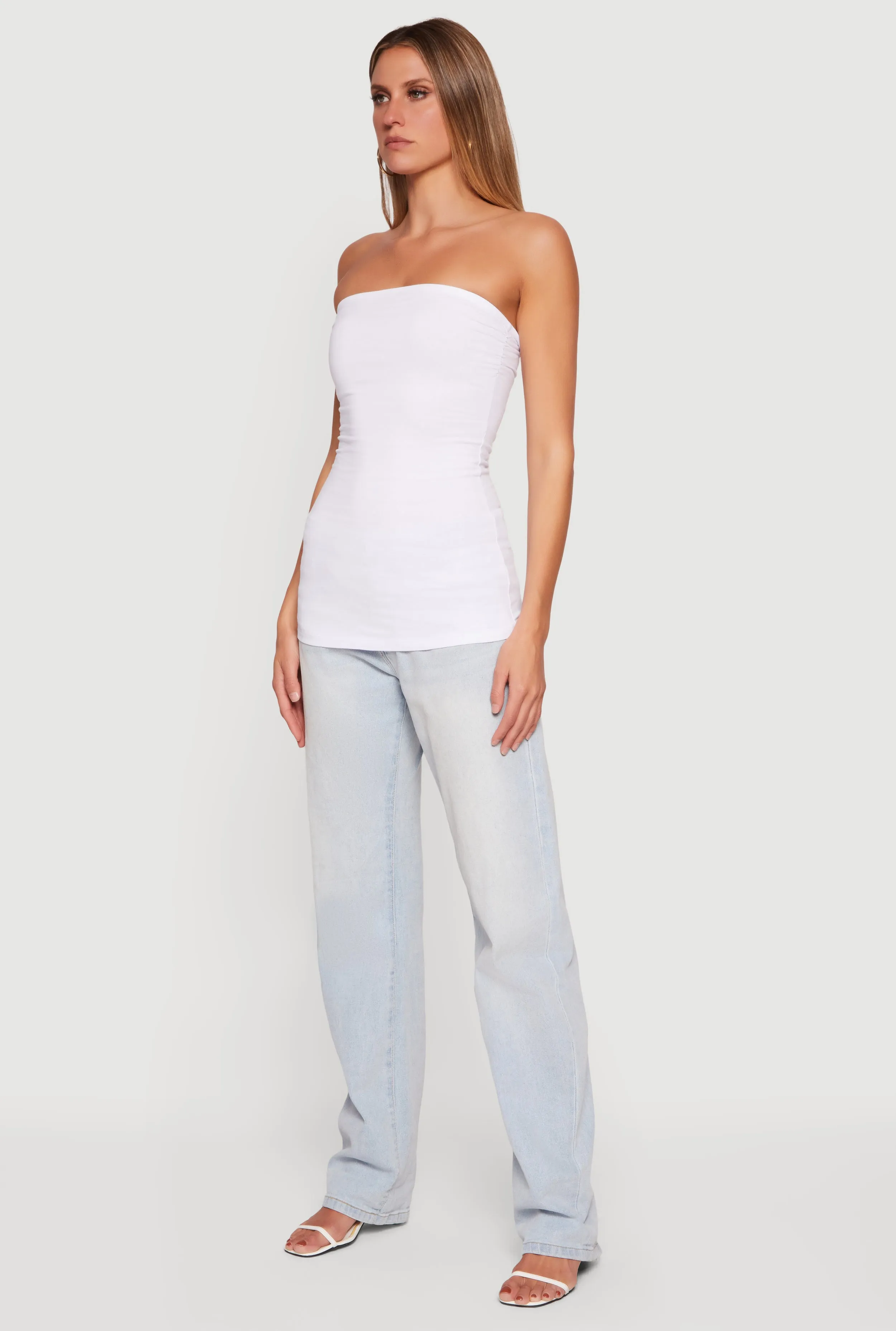 Solid Ruched Strapless Top sold by Rainbow product image thumbnail 3