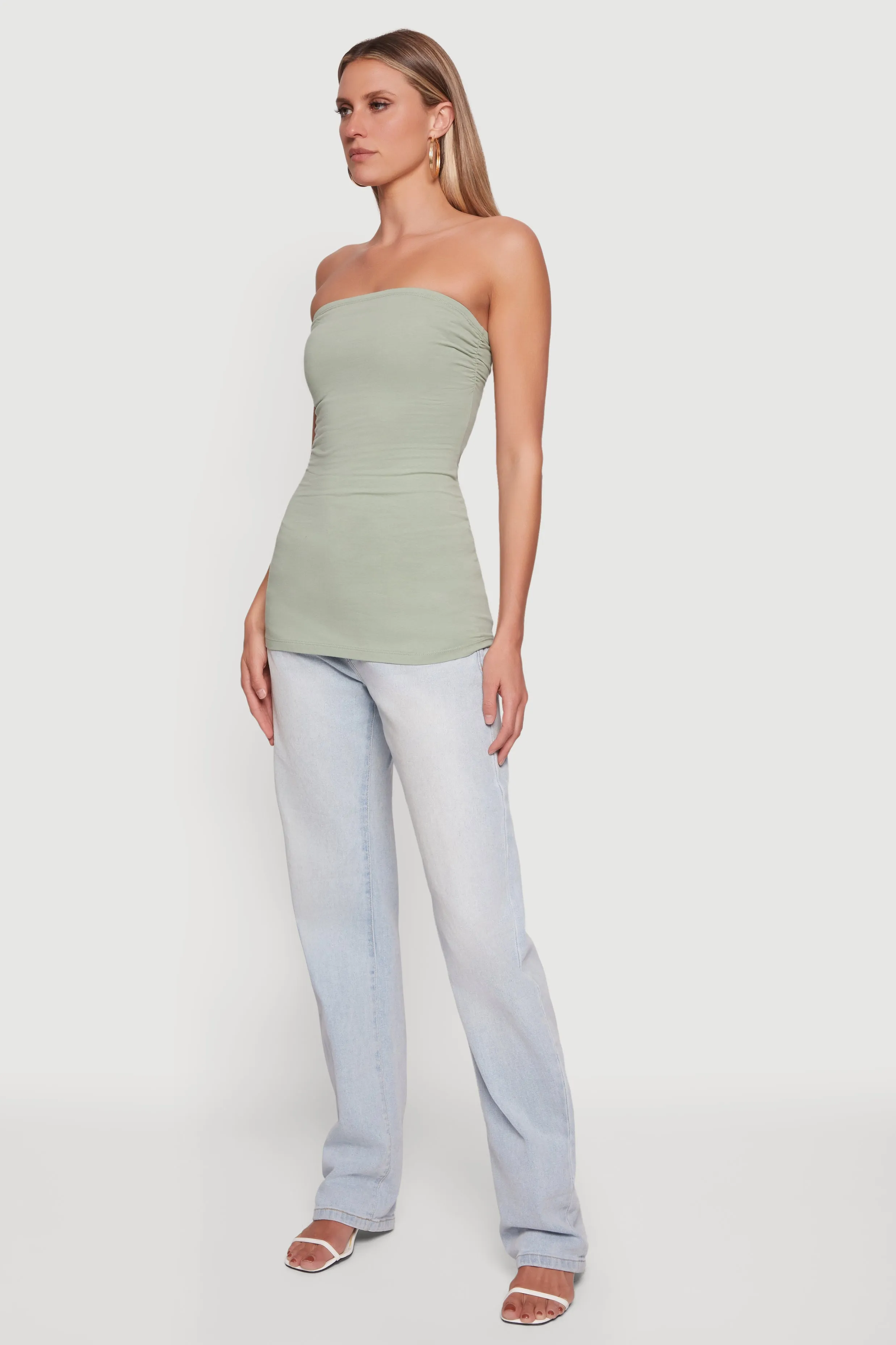 Solid Ruched Strapless Top sold by Rainbow product image thumbnail 3