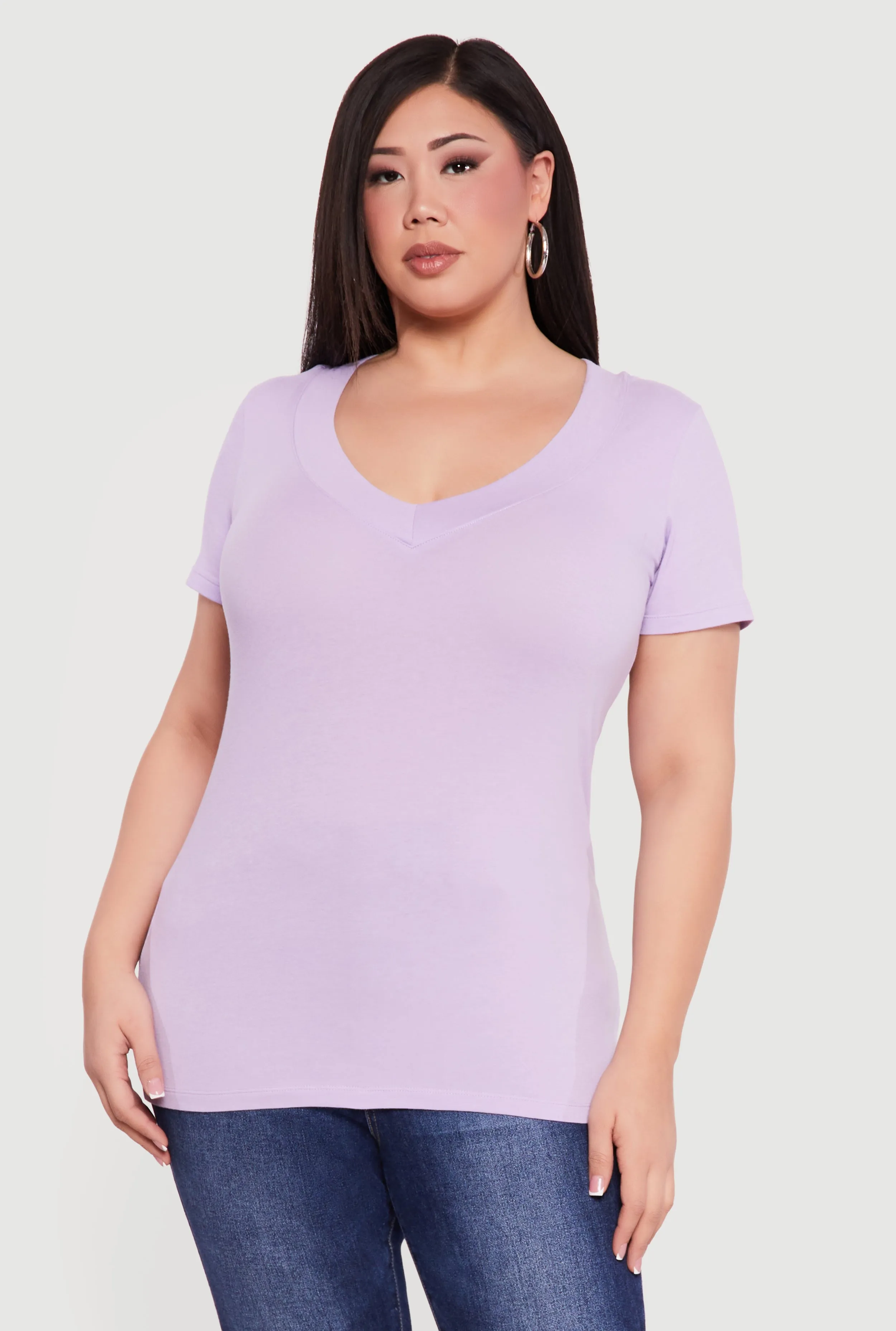 Plus Size V Neck Short Sleeve Tee sold by Rainbow product image thumbnail 2
