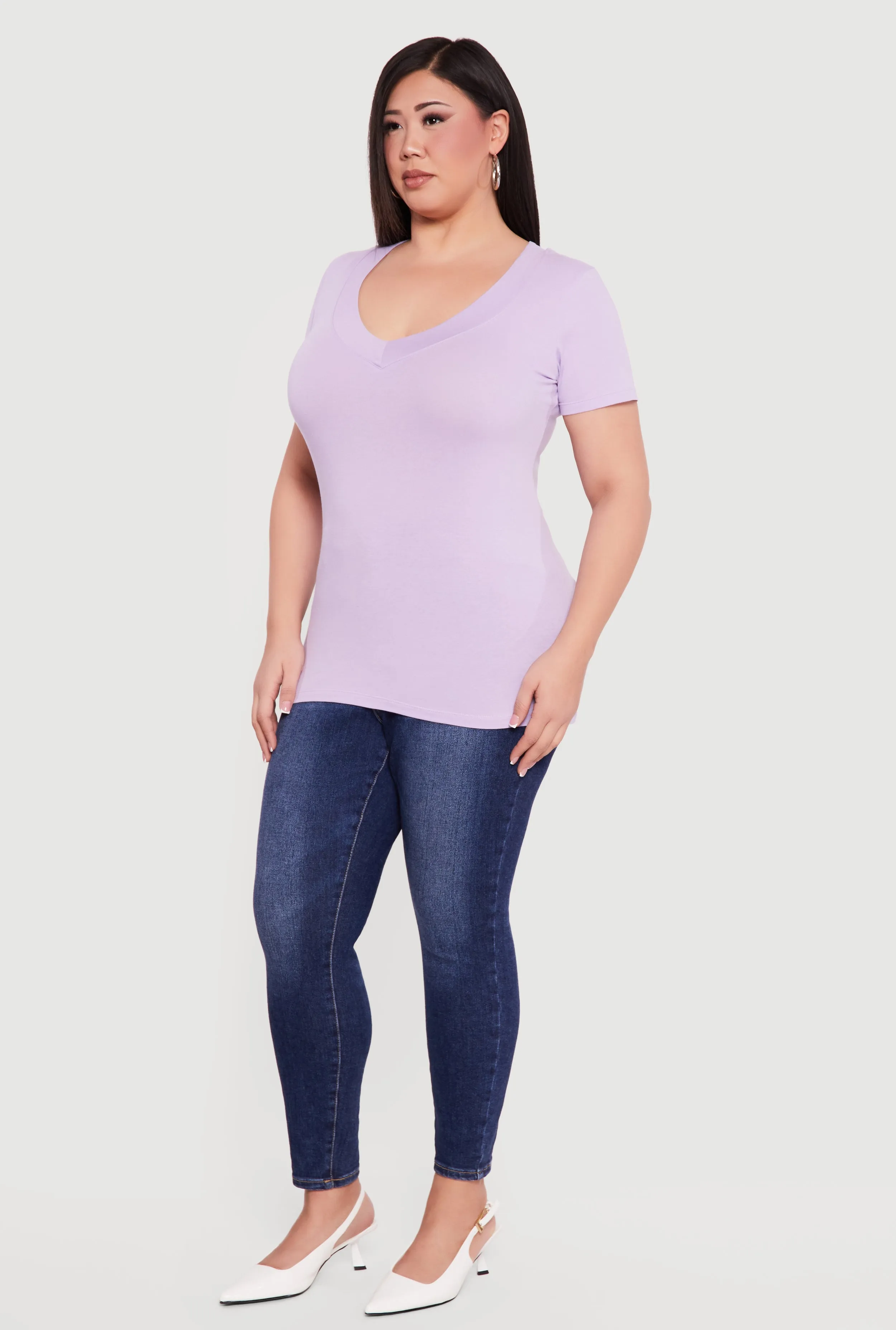 Plus Size V Neck Short Sleeve Tee sold by Rainbow product image thumbnail 3