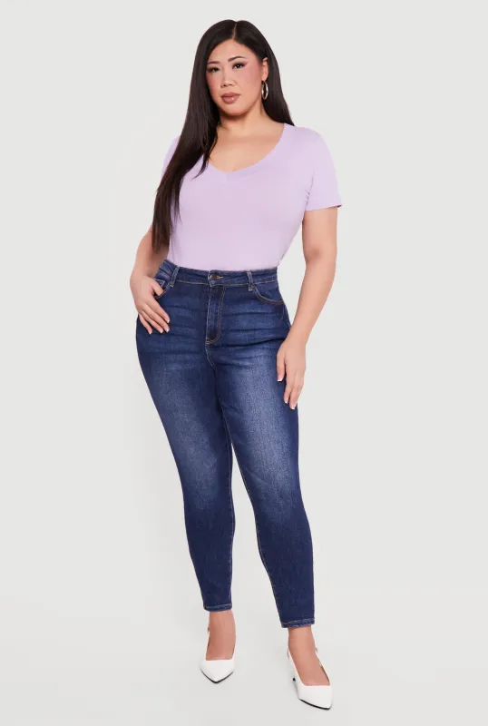 Plus Size V Neck Short Sleeve Tee made by Ambiance