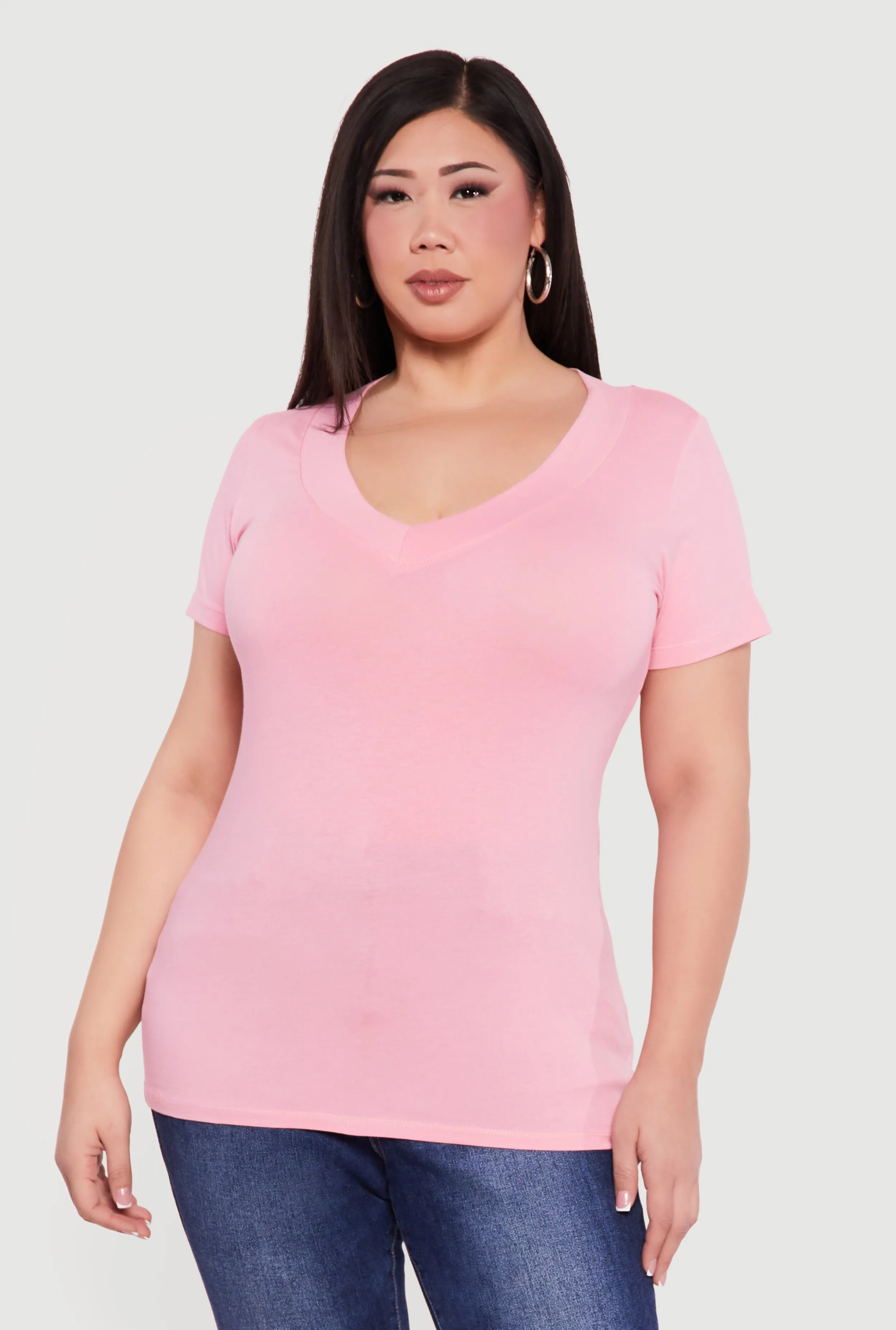 Plus Size V Neck Short Sleeve Tee sold by Rainbow product image thumbnail 2