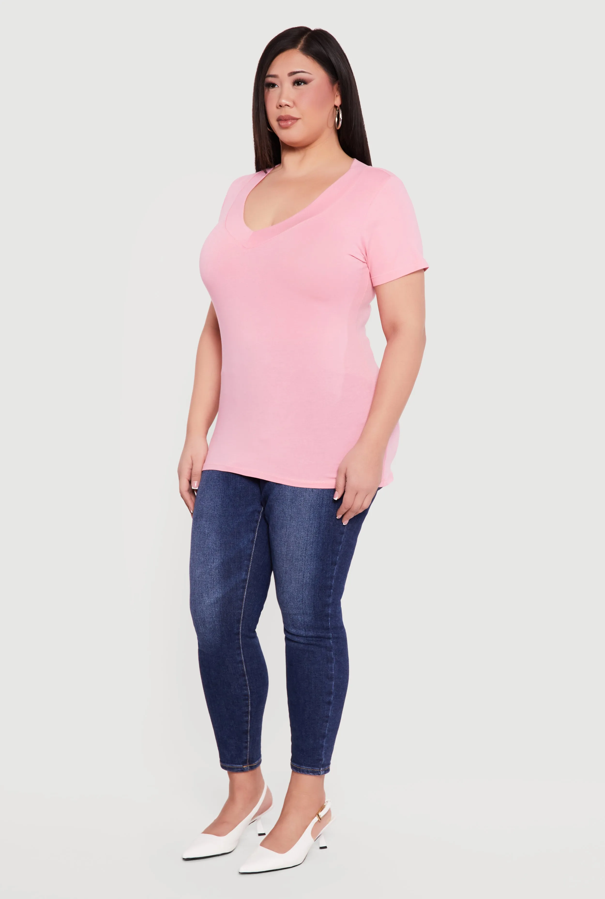 Plus Size V Neck Short Sleeve Tee sold by Rainbow product image thumbnail 3
