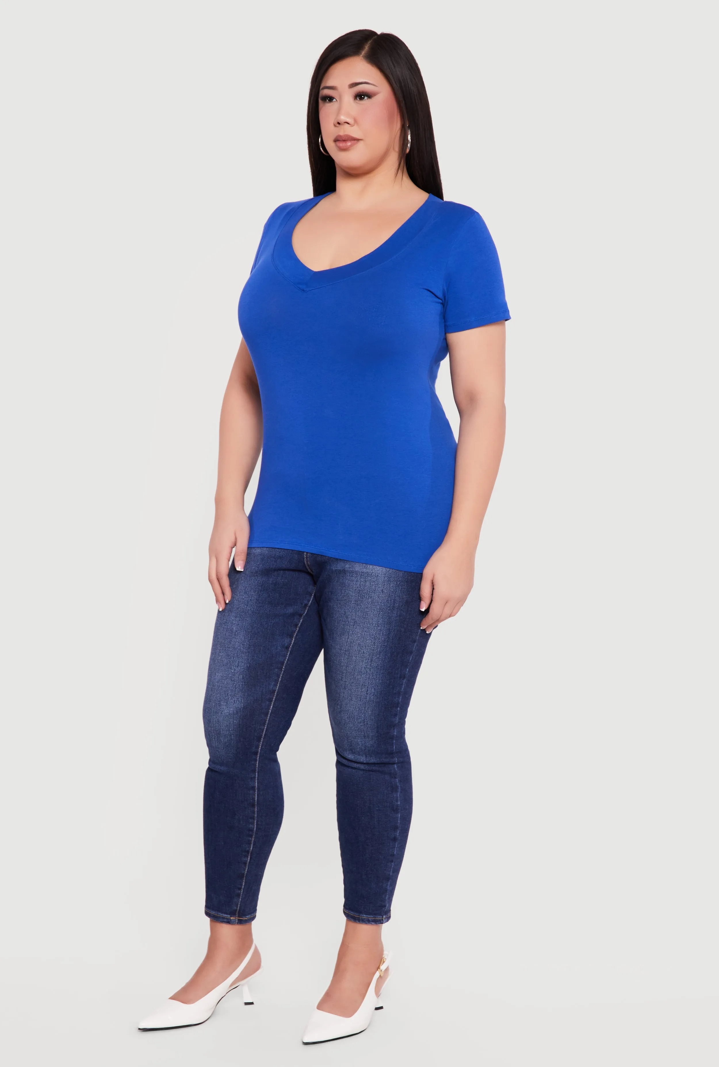 Plus Size V Neck Short Sleeve Tee sold by Rainbow product image thumbnail 3