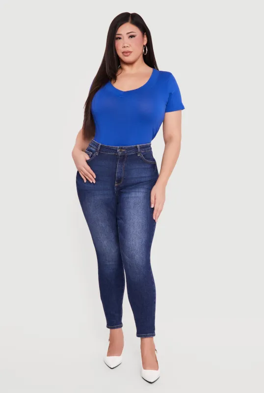 Plus Size V Neck Short Sleeve Tee sold by Rainbow