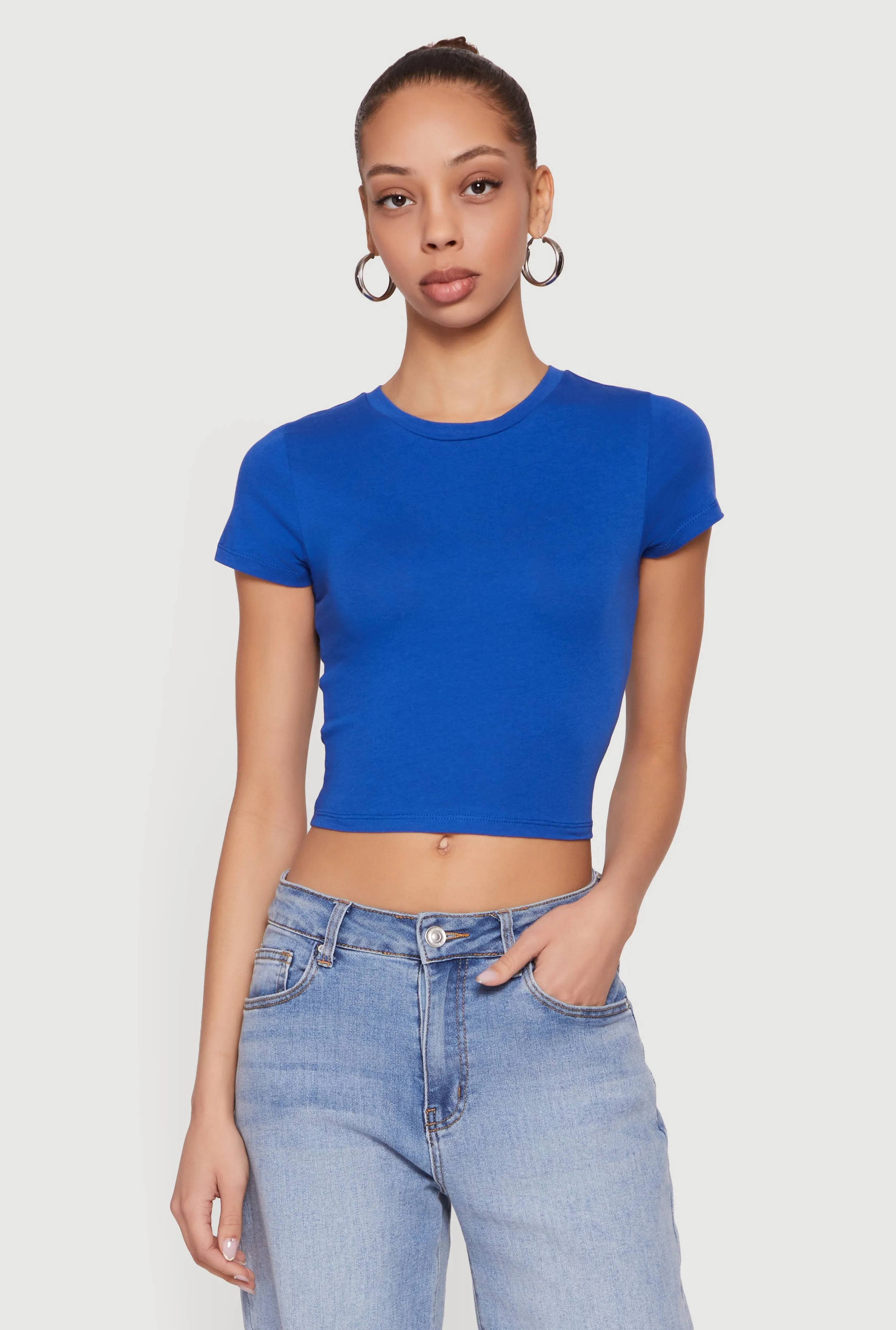 Basic Short Sleeve Cropped Tee sold by Rainbow product image thumbnail 2