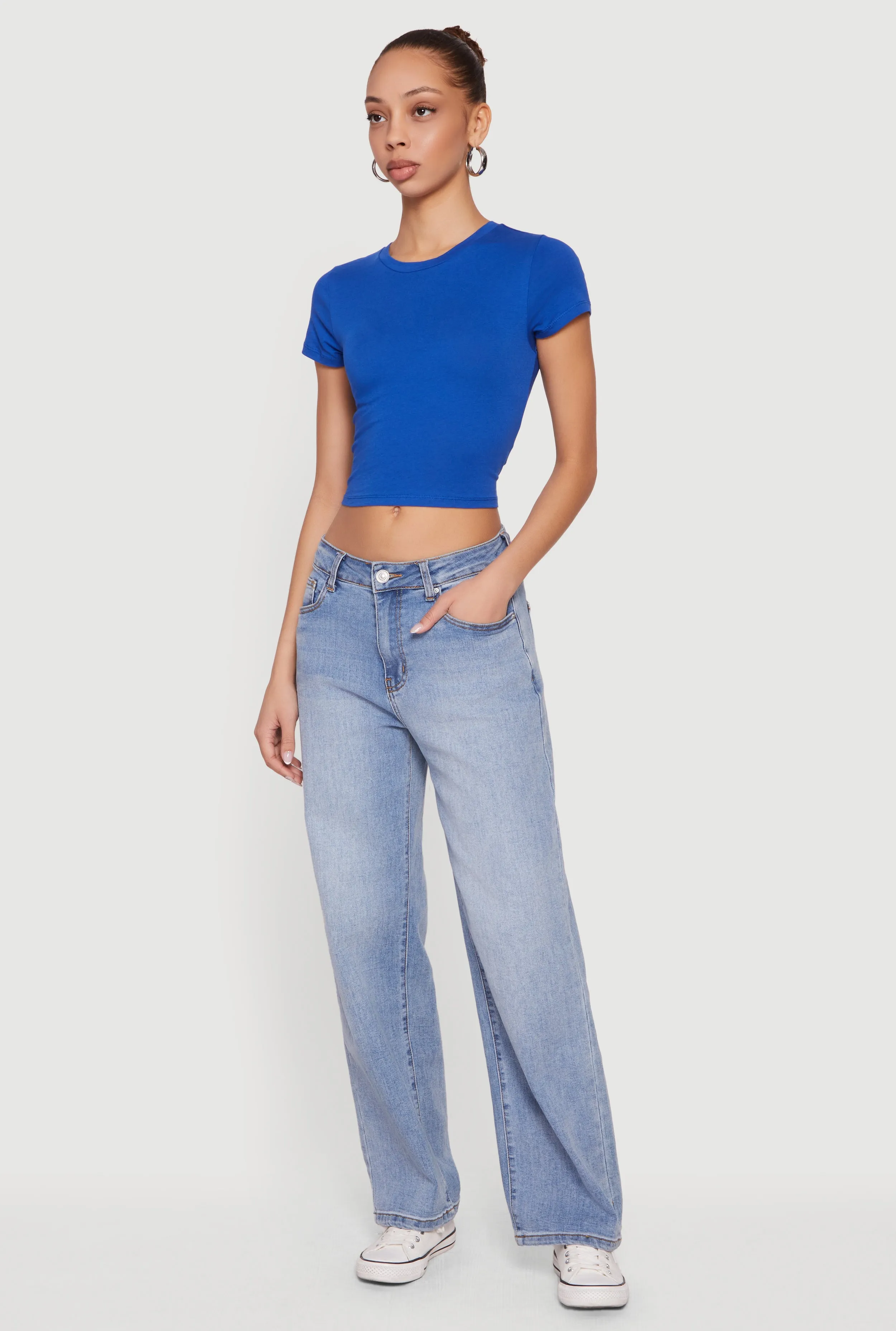 Basic Short Sleeve Cropped Tee sold by Rainbow product image thumbnail 3