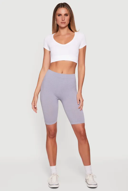 High Waisted Seamless Basic Bike Shorts sold by Rainbow