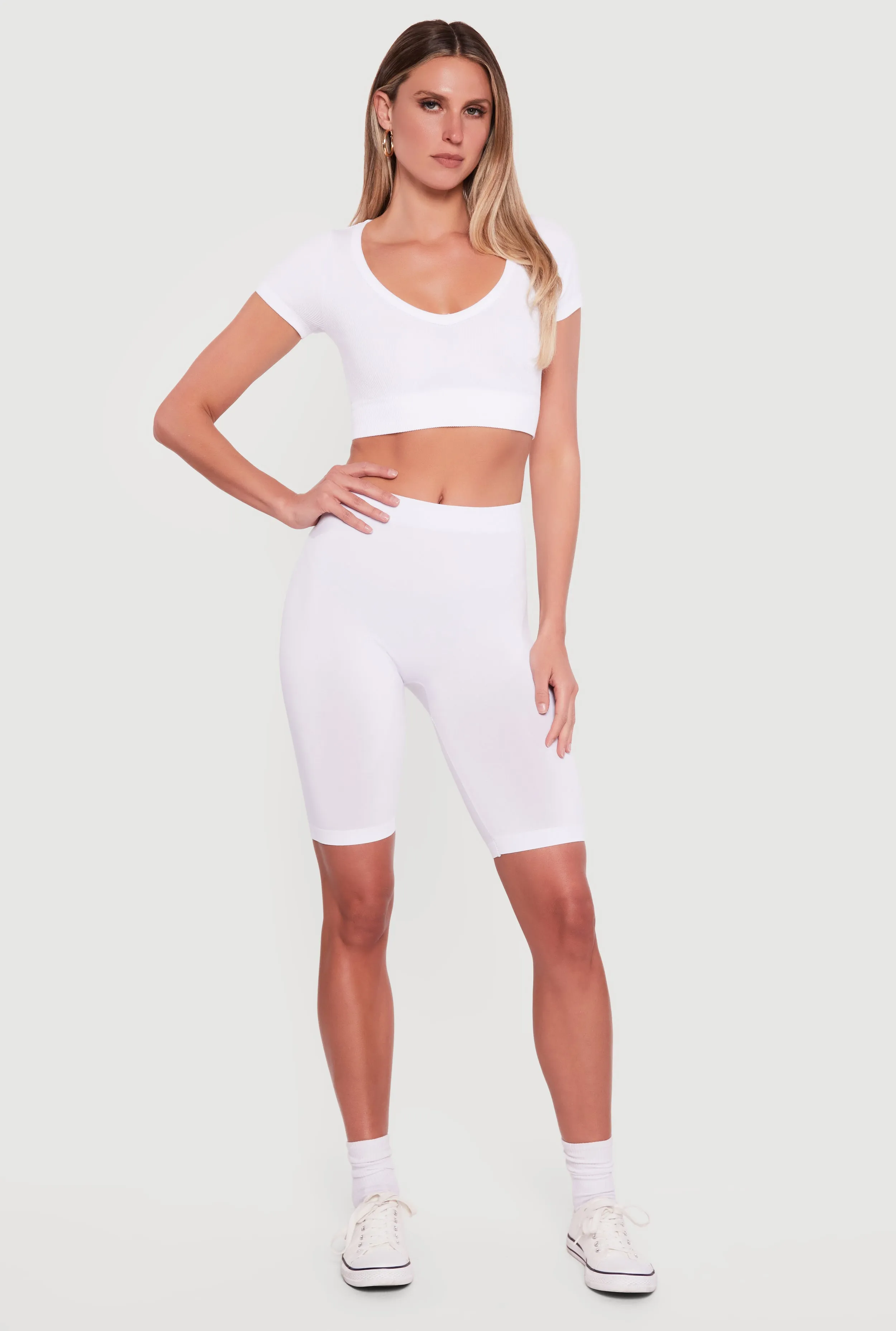 High Waisted Seamless Basic Bike Shorts sold by Rainbow