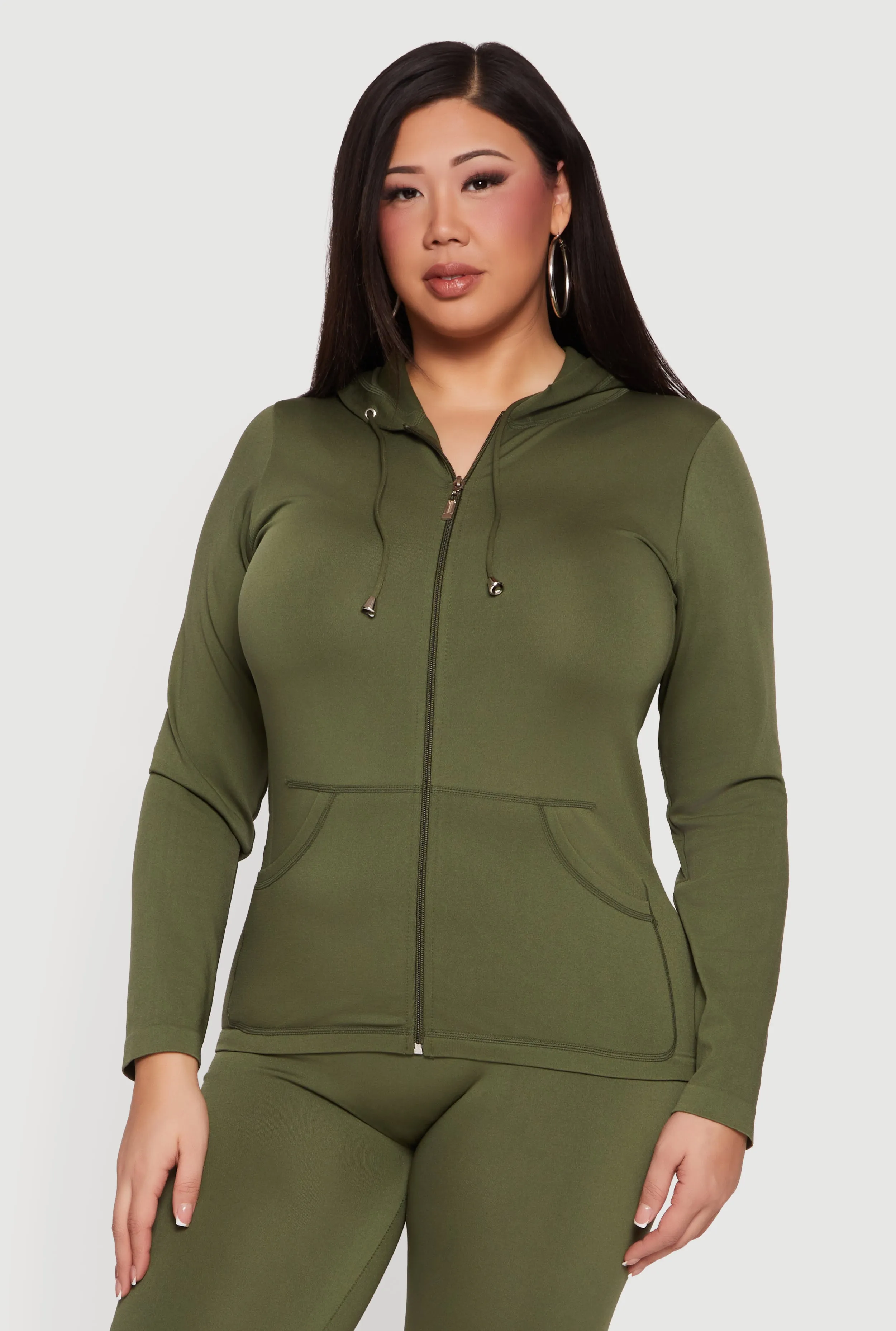 Plus Size Solid Zip Front Hoodie sold by Rainbow product image thumbnail 3