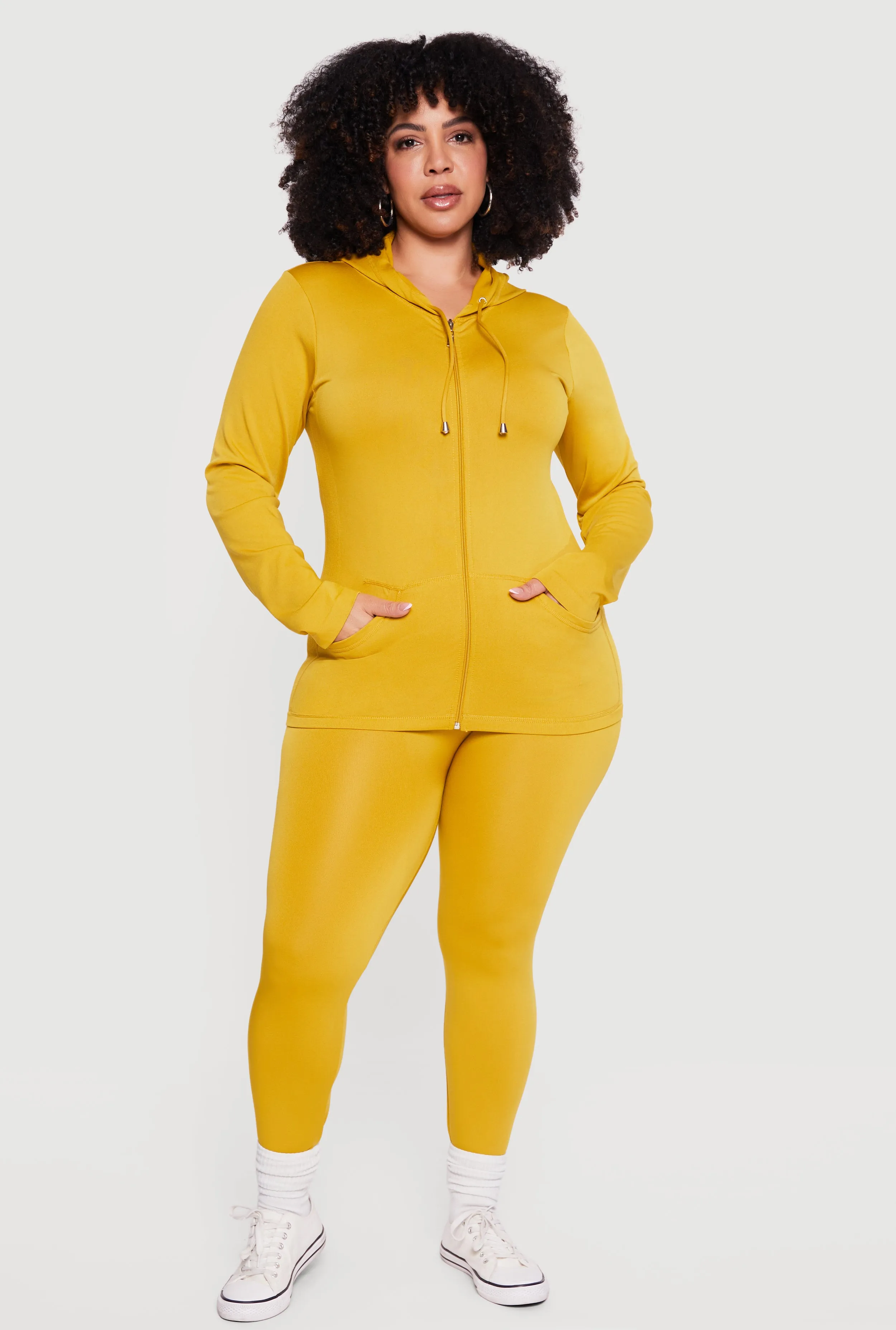 Plus Size Solid Zip Front Hoodie sold by Rainbow product image thumbnail 2