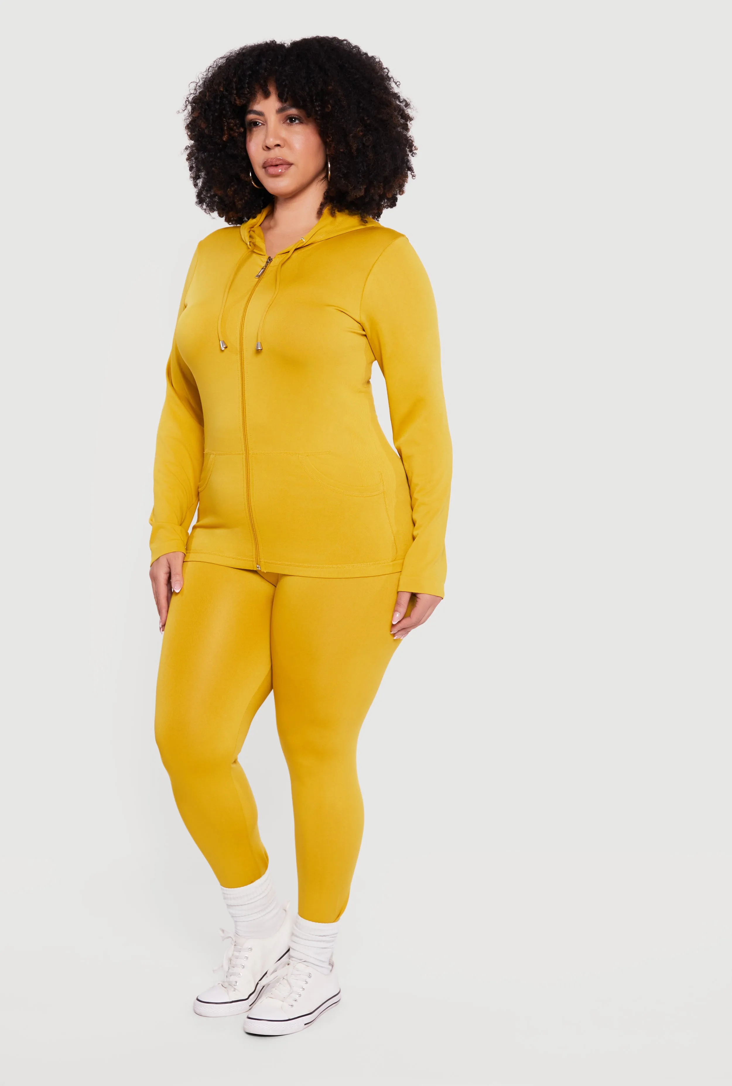 Plus Size Solid Zip Front Hoodie sold by Rainbow product image thumbnail 3