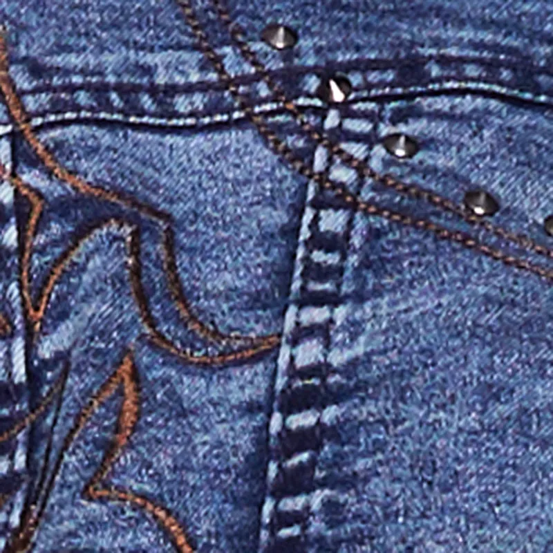 Plus Size Studded Western Decorative Stitch Jean Jacket sold by Rainbow product image thumbnail 4