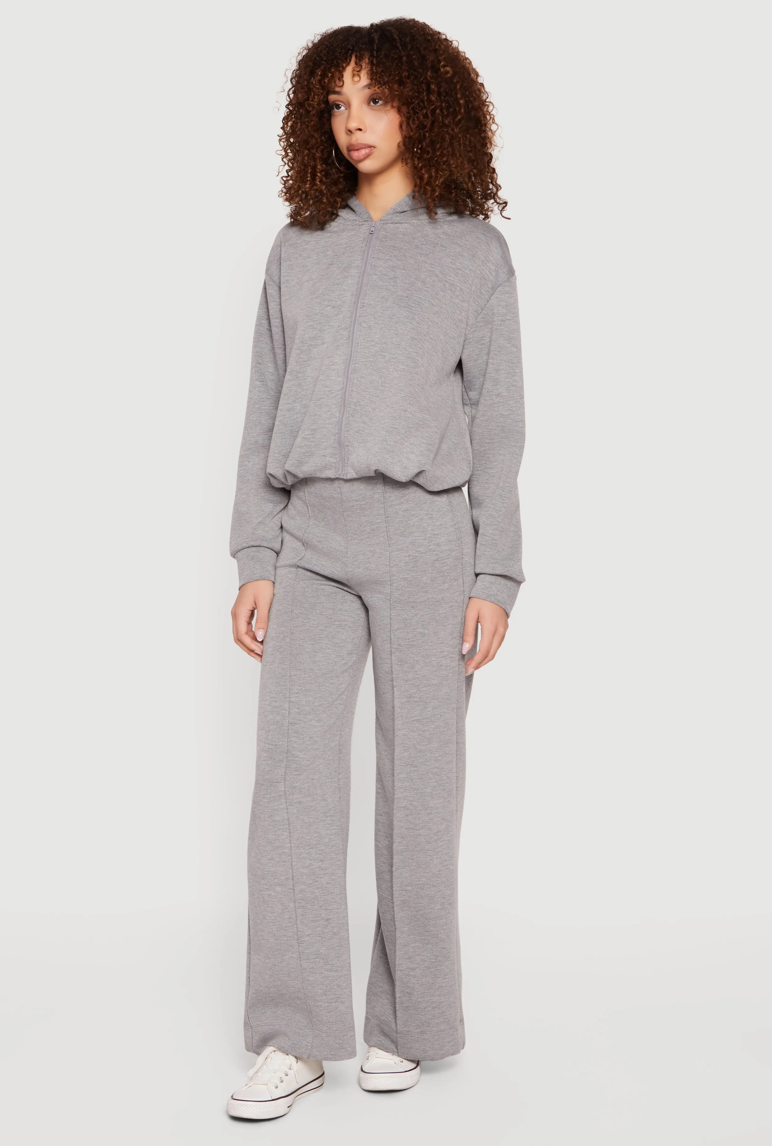 Zip Front Bubble Hem Hooded Sweatshirt sold by Rainbow product image thumbnail 3