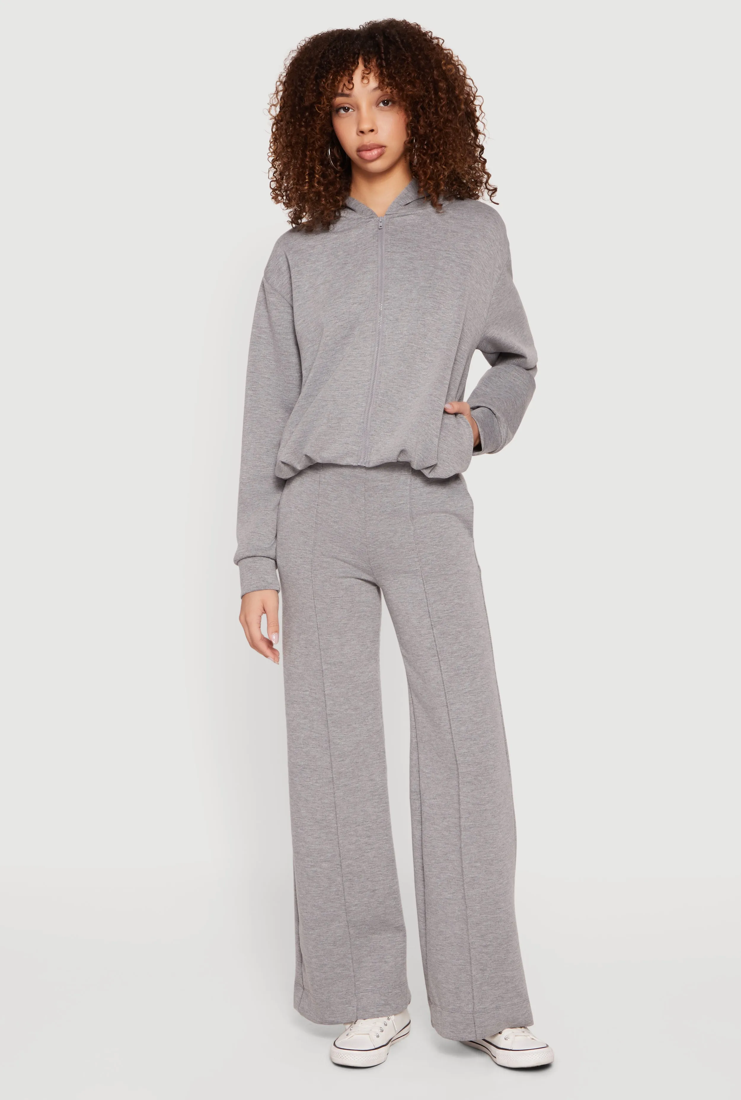 Zip Front Bubble Hem Hooded Sweatshirt sold by Rainbow product image thumbnail 2