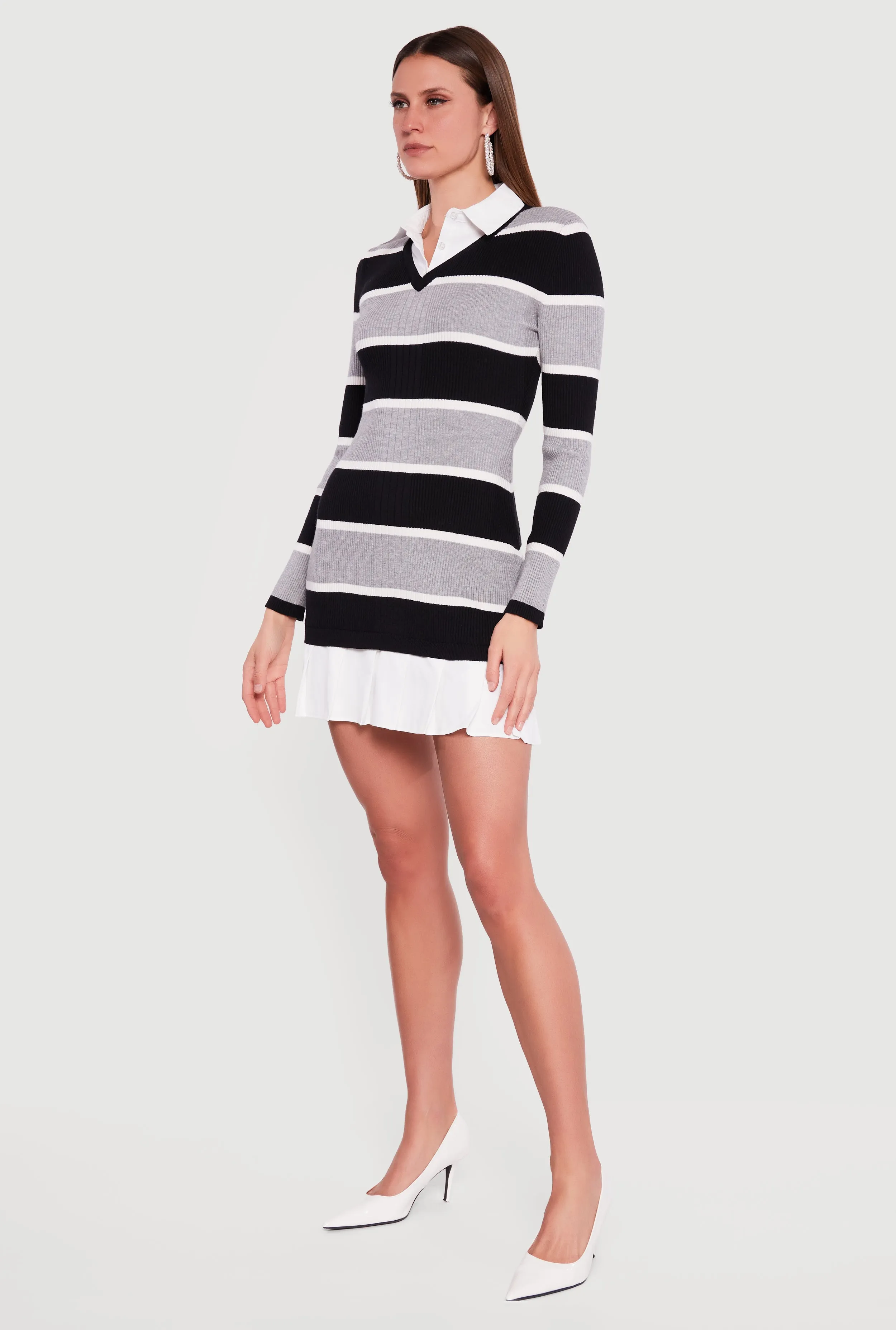Striped Layered Look Sweater Dress sold by Rainbow product image thumbnail 2