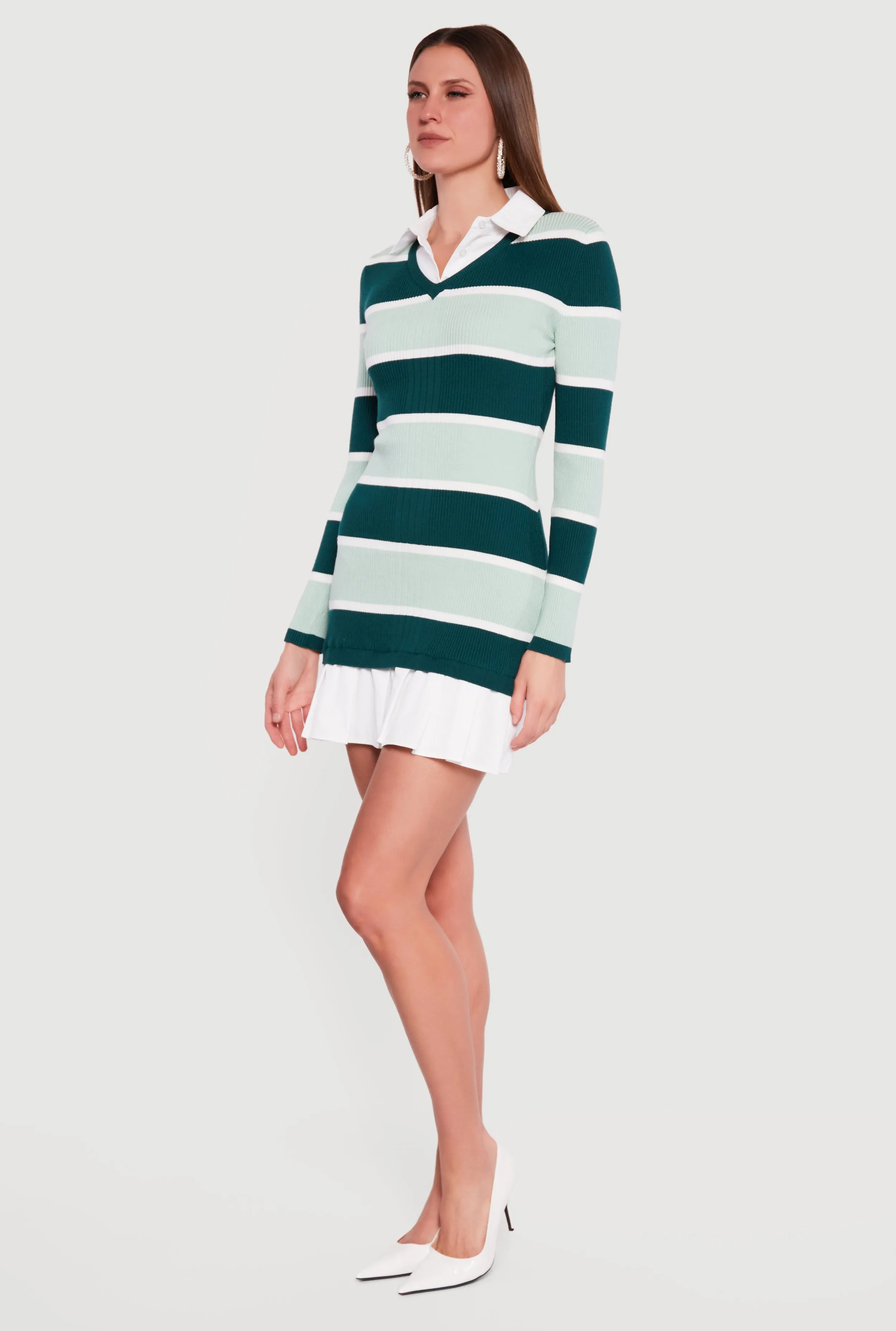 Striped Layered Look Sweater Dress sold by Rainbow product image thumbnail 2