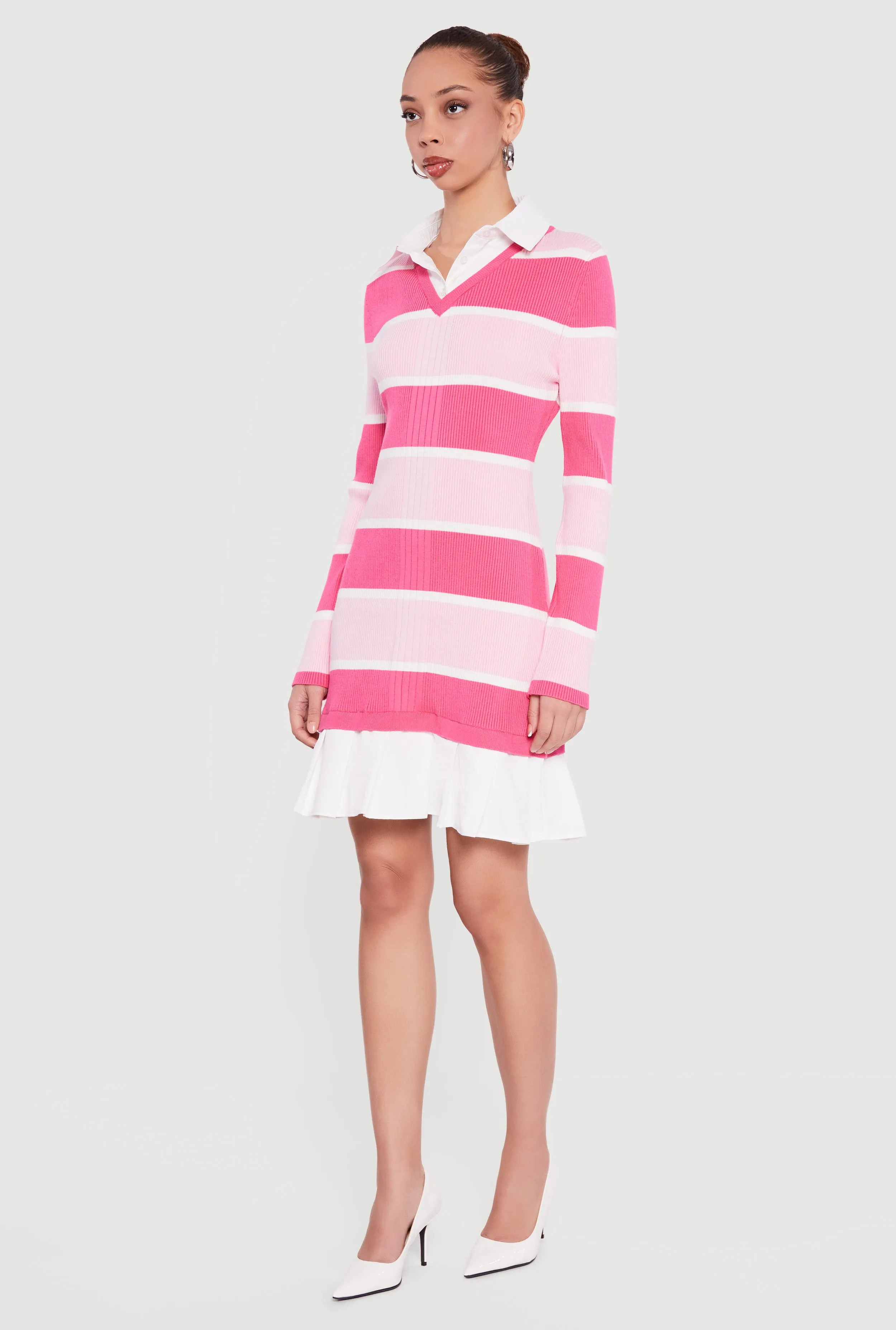 Striped Layered Look Sweater Dress sold by Rainbow product image thumbnail 2