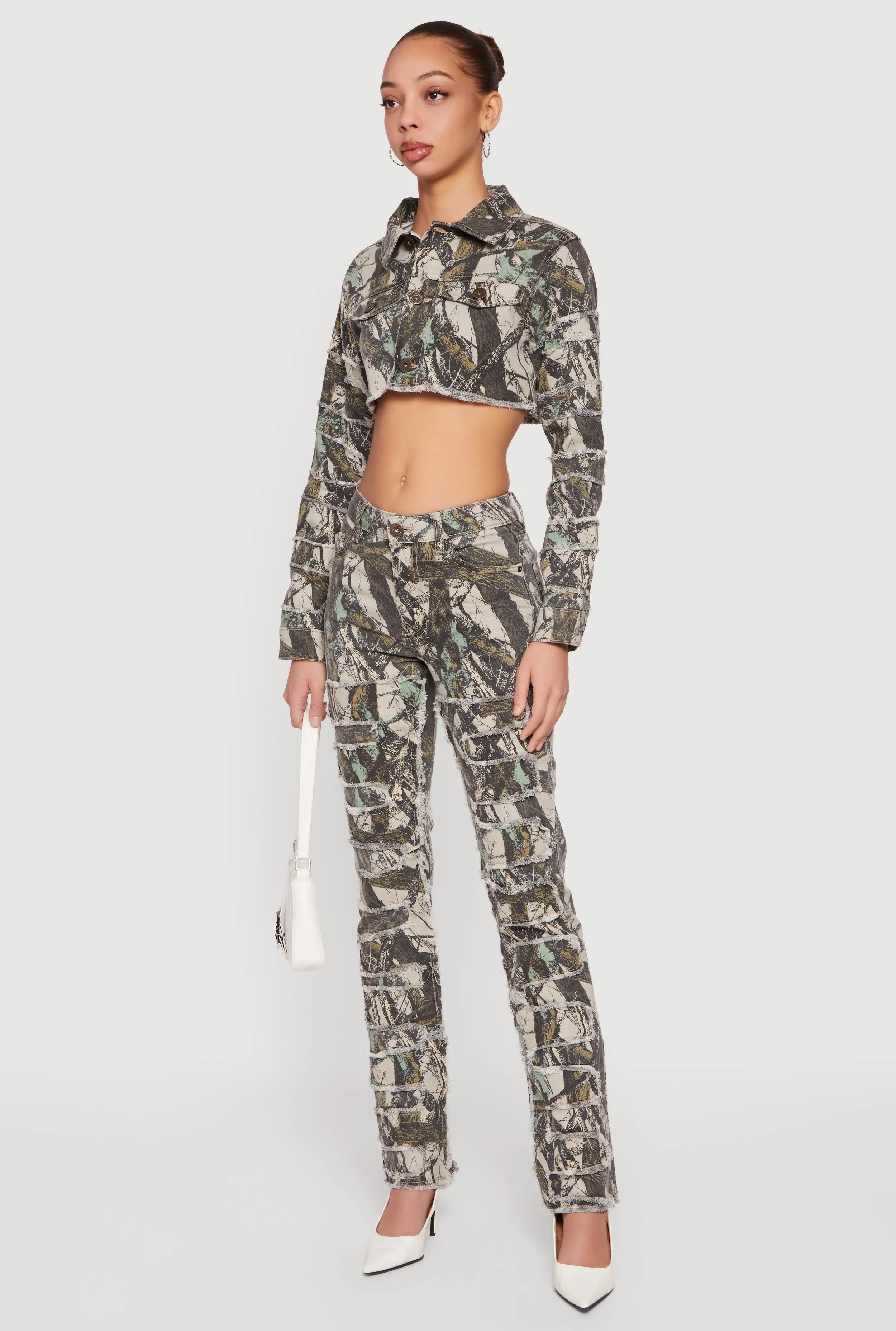 Tree Camo Frayed Skinny Jeans sold by Rainbow product image thumbnail 2