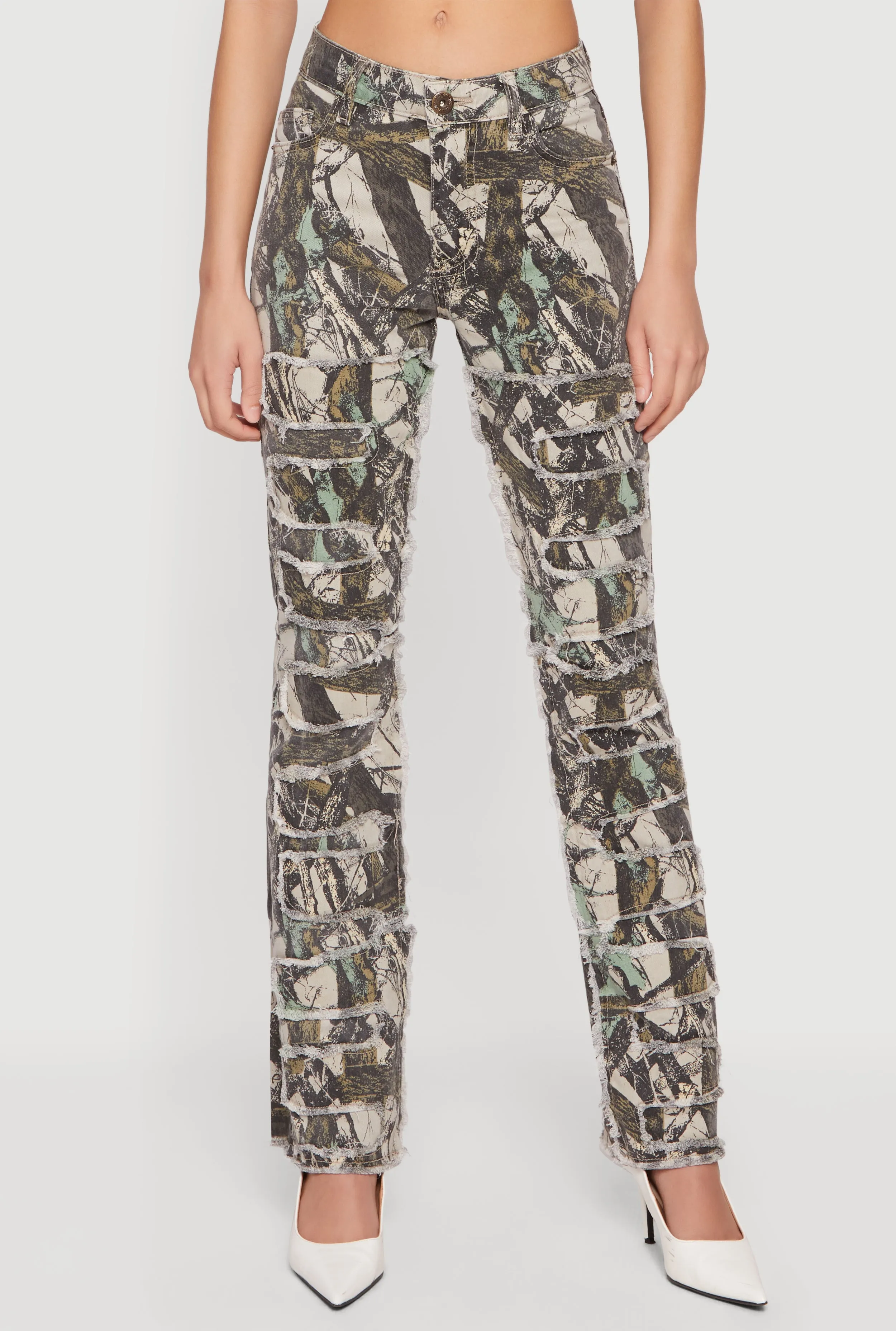 Tree Camo Frayed Skinny Jeans sold by Rainbow product image thumbnail 3