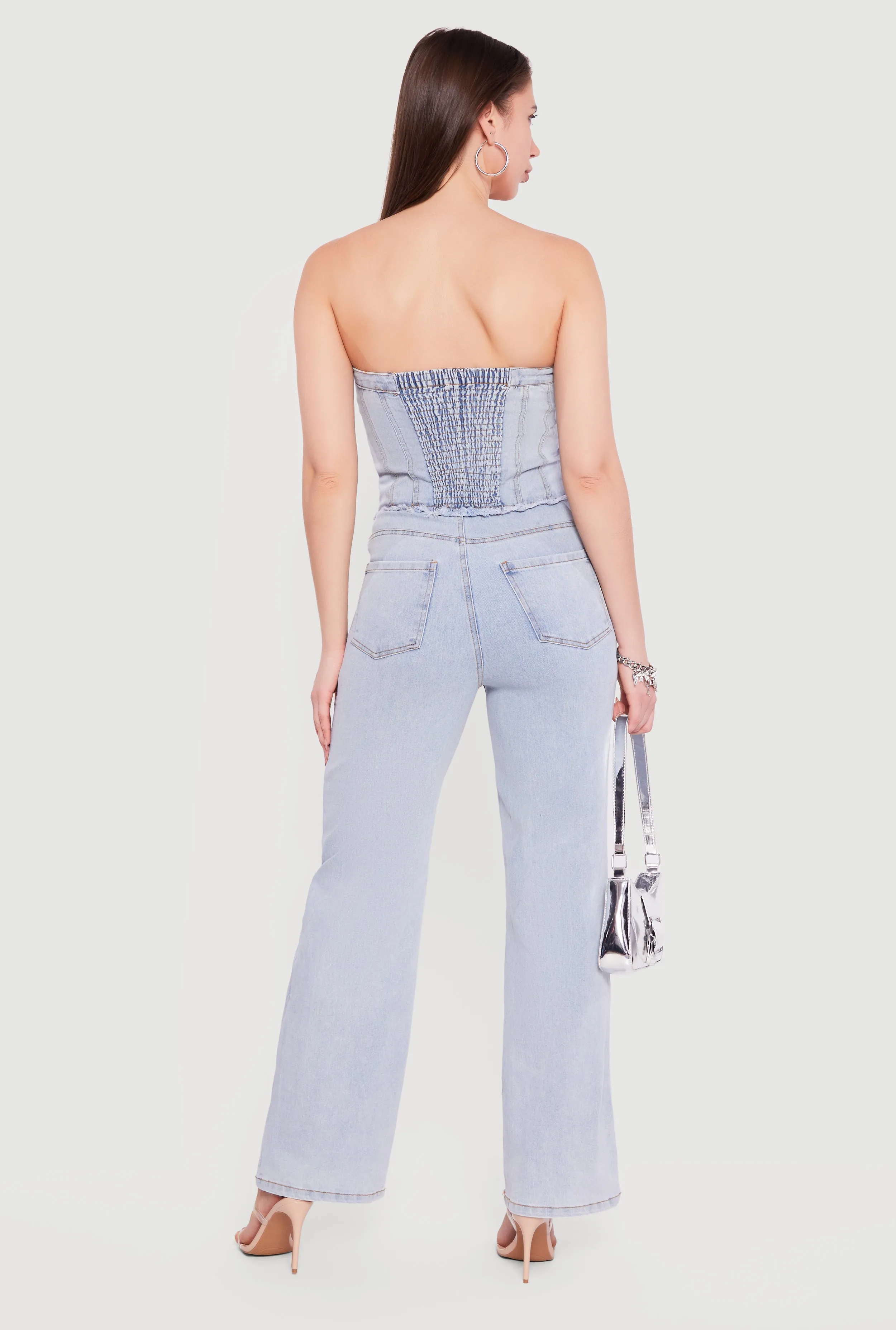 Corset Detail Straight Leg Denim Jumpsuit sold by Rainbow product image thumbnail 3