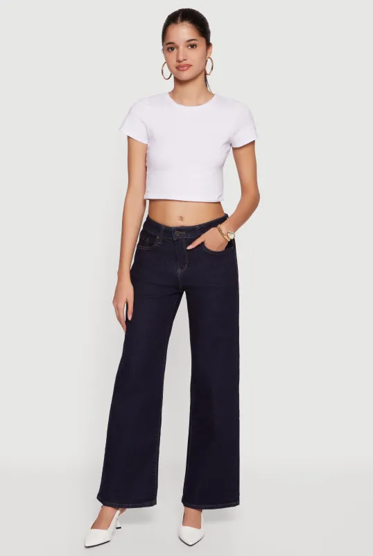 Mid Rise Wide Leg Jeans sold by Rainbow