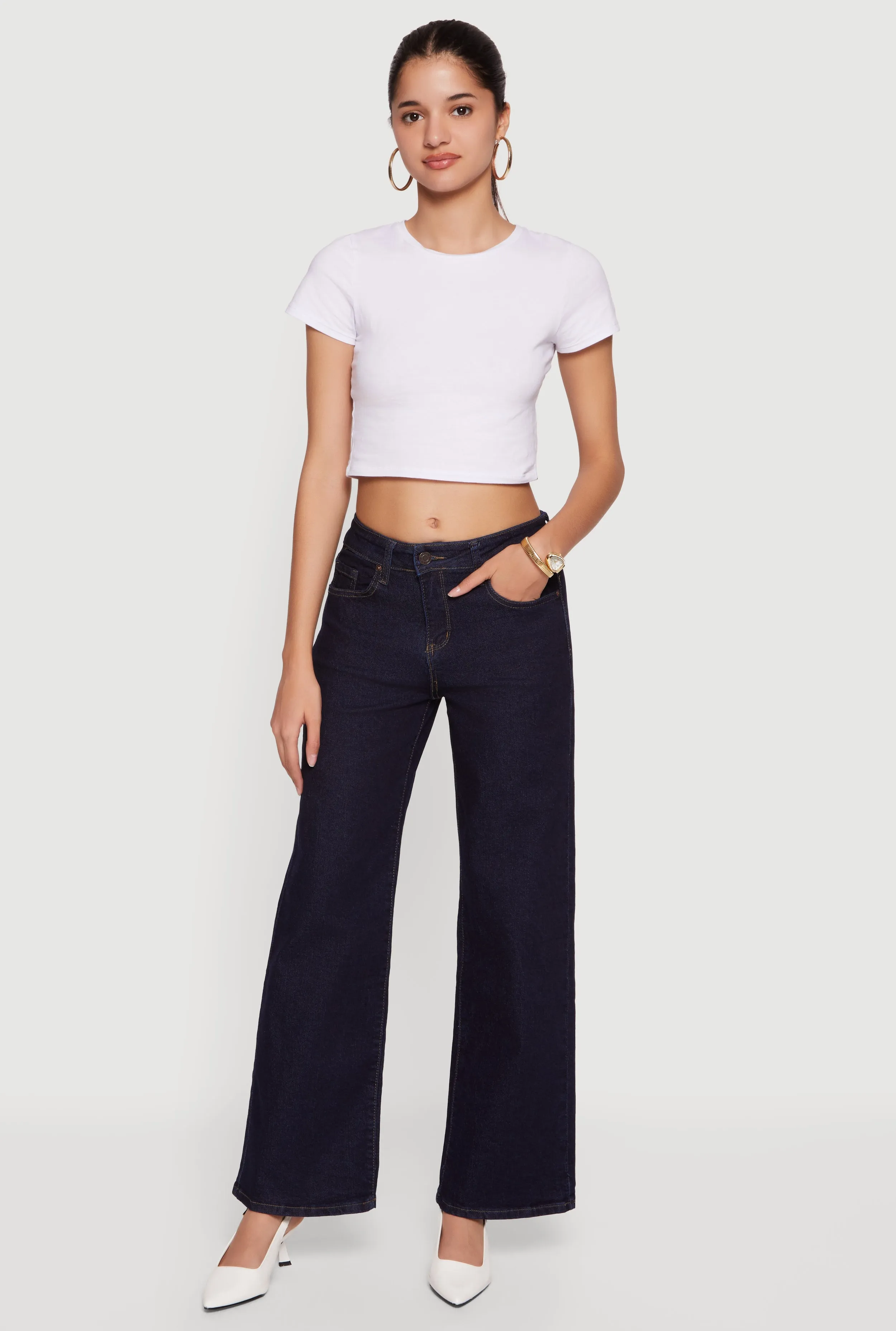 Mid Rise Wide Leg Jeans sold by Rainbow