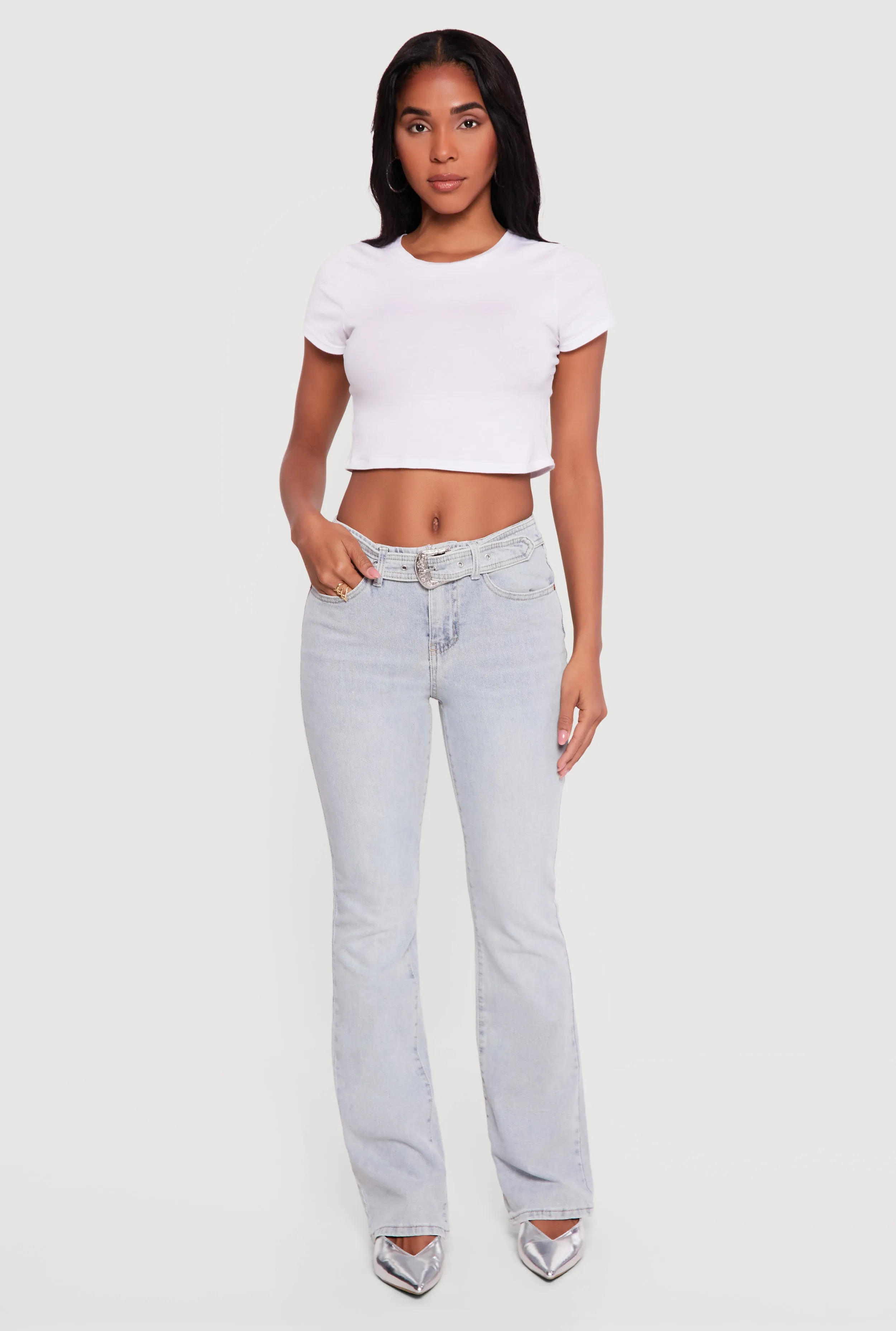 Almost Famous Whiskered Belted Front Bootcut Jeans sold by Rainbow product image thumbnail 2