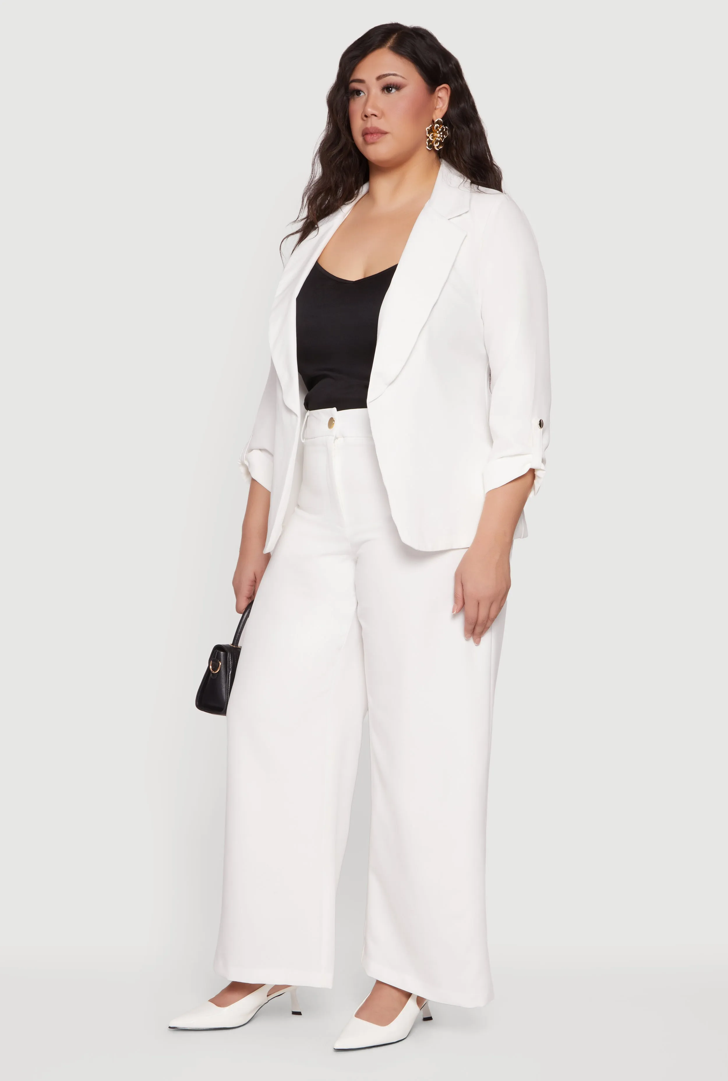 Plus Size High Waisted Wide Leg Crepe Knit Dress Pants sold by Rainbow product image thumbnail 2