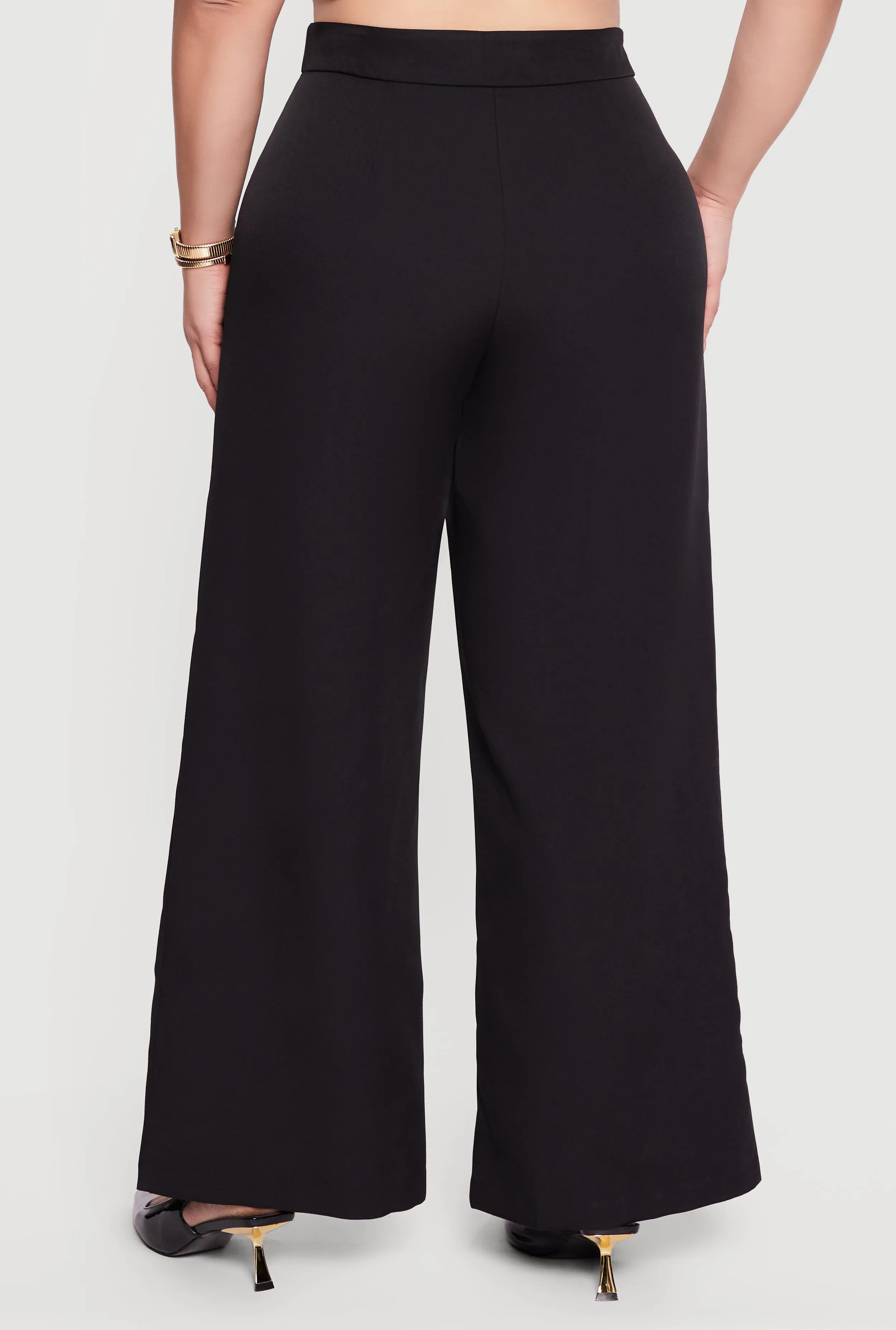 Plus Size High Waisted Wide Leg Crepe Knit Dress Pants sold by Rainbow product image thumbnail 5