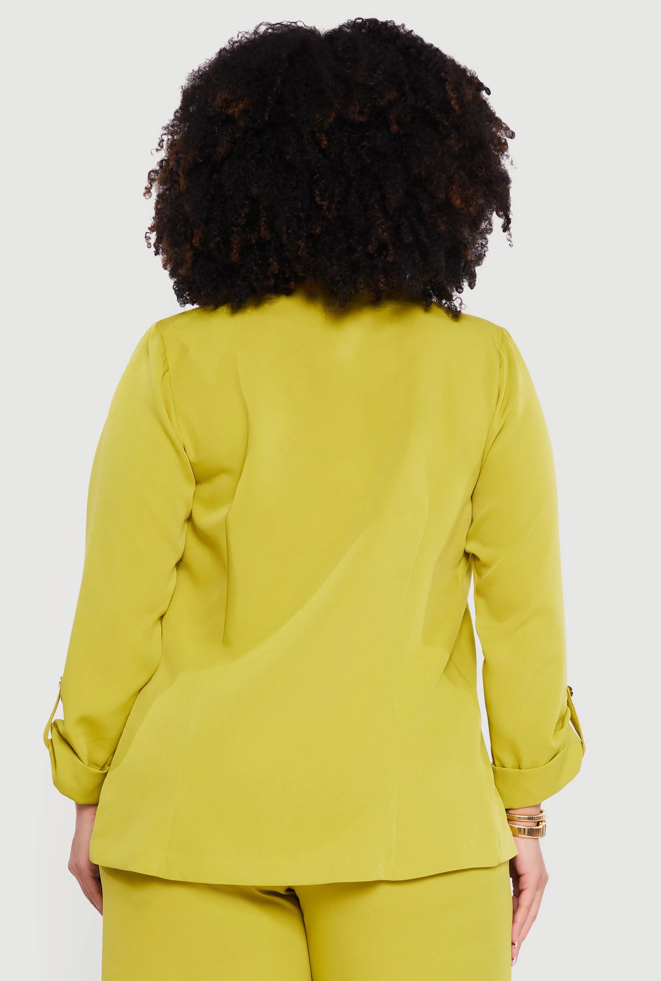 Plus Size Crepe Knit Tabbed Sleeve Open Front Blazer sold by Rainbow product image thumbnail 5