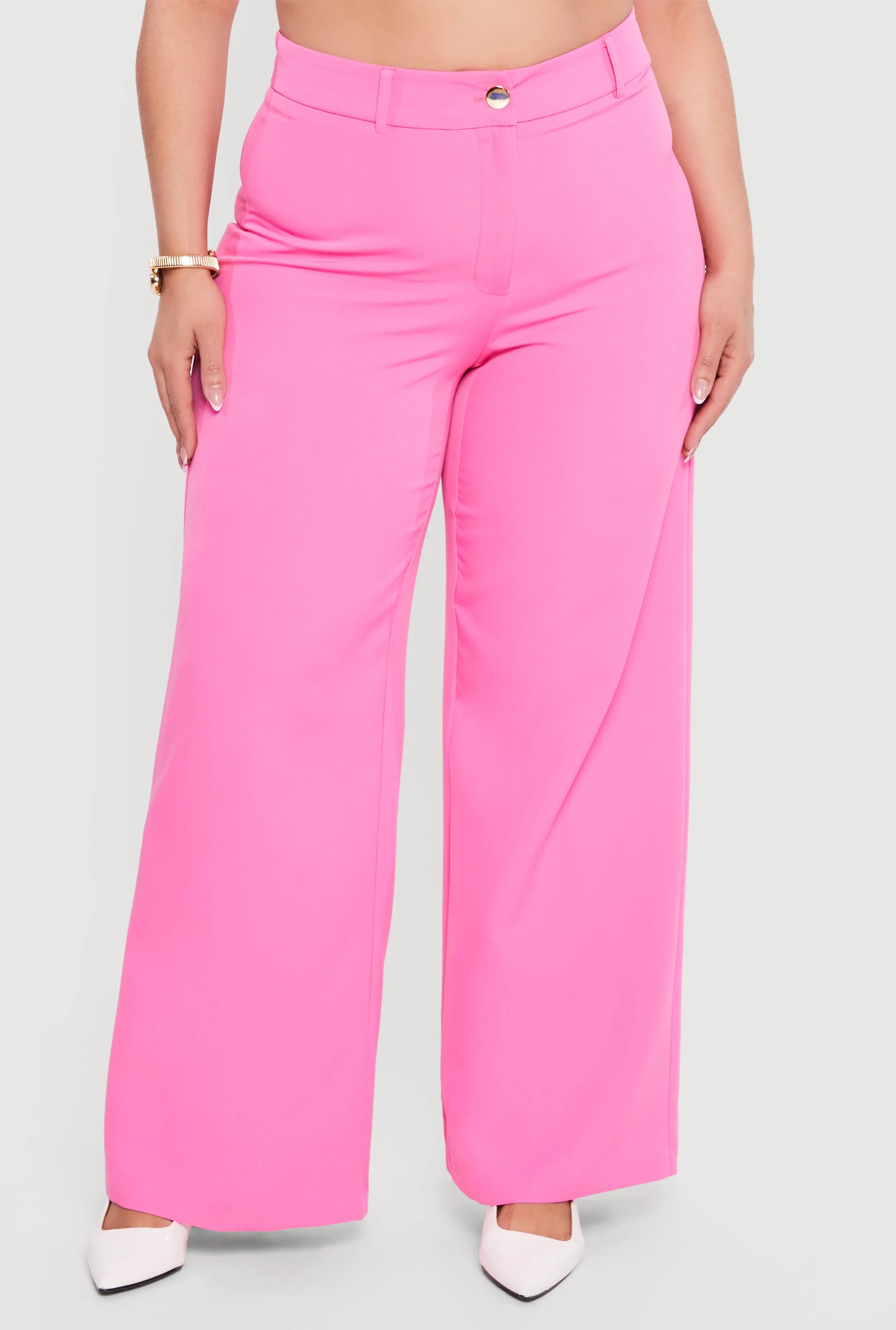 Plus Size High Waisted Wide Leg Crepe Knit Dress Pants sold by Rainbow product image thumbnail 3