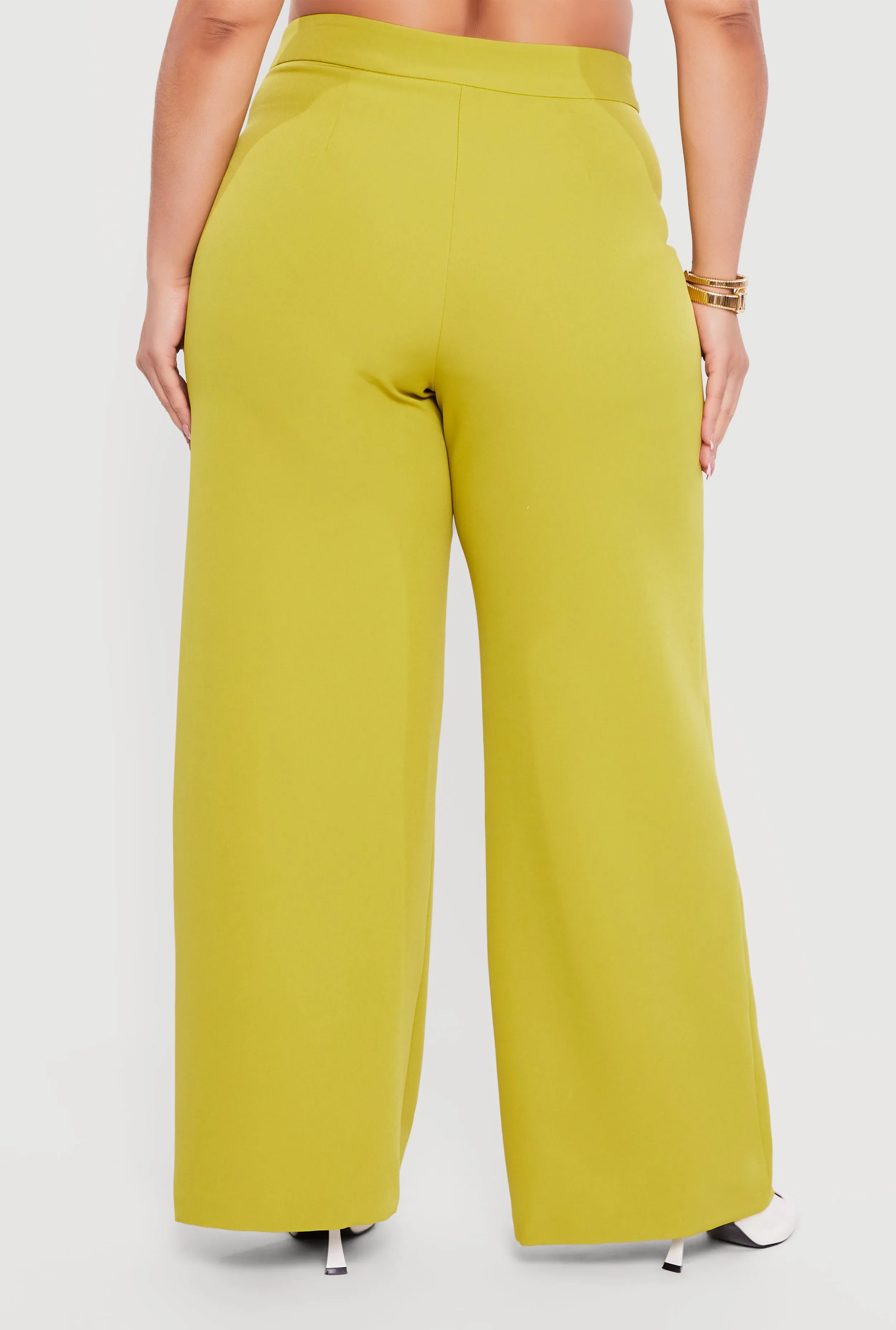 Plus Size High Waisted Wide Leg Crepe Knit Dress Pants sold by Rainbow product image thumbnail 5