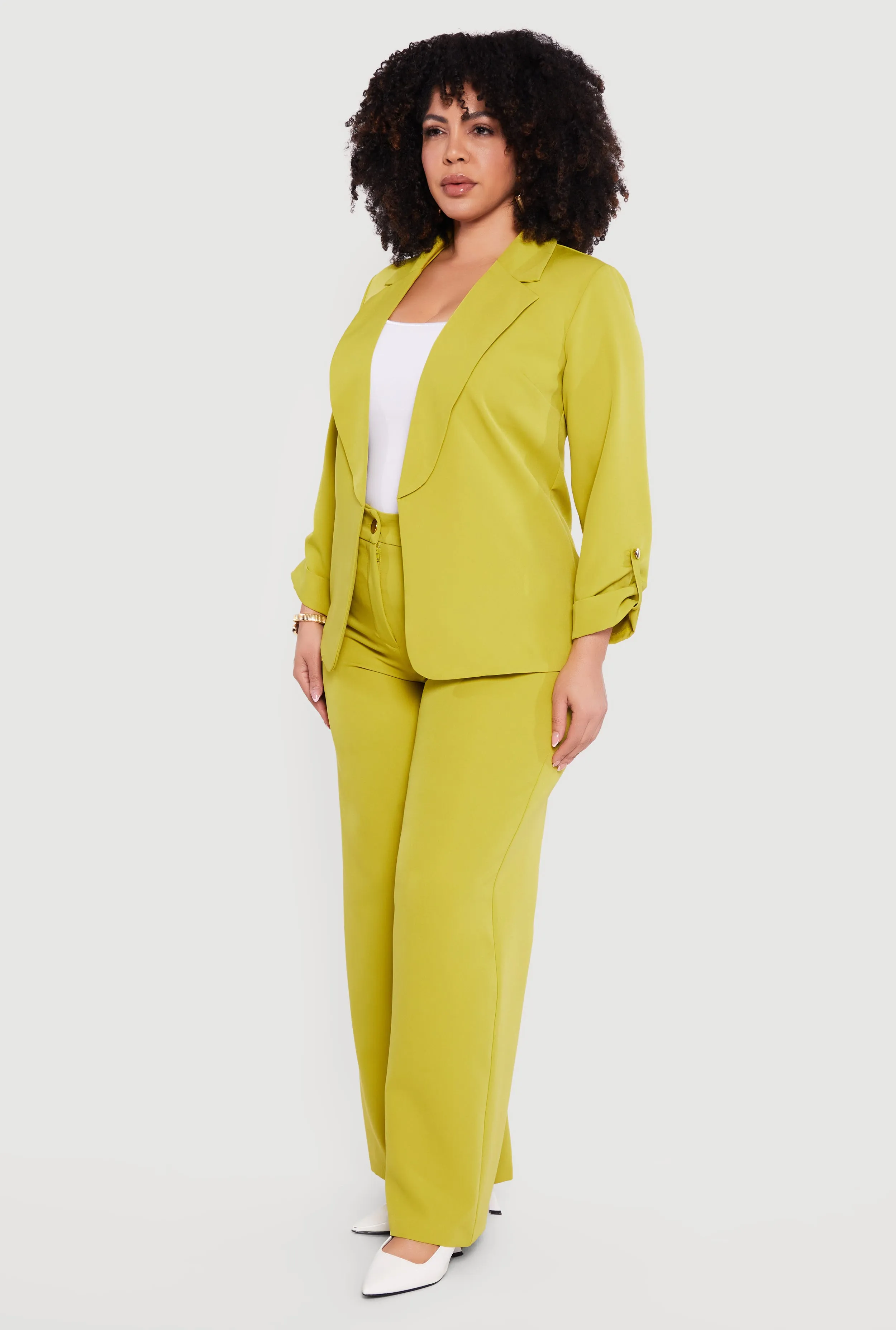 Plus Size High Waisted Wide Leg Crepe Knit Dress Pants sold by Rainbow product image thumbnail 2