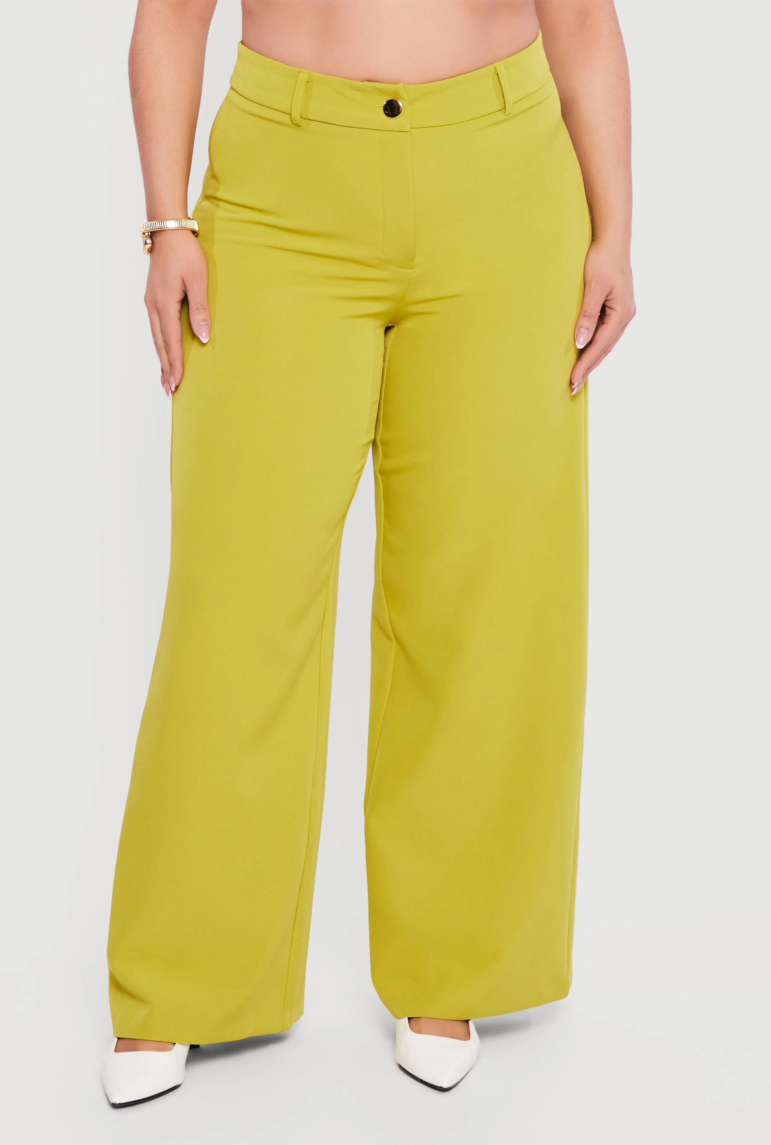 Plus Size High Waisted Wide Leg Crepe Knit Dress Pants sold by Rainbow product image thumbnail 3