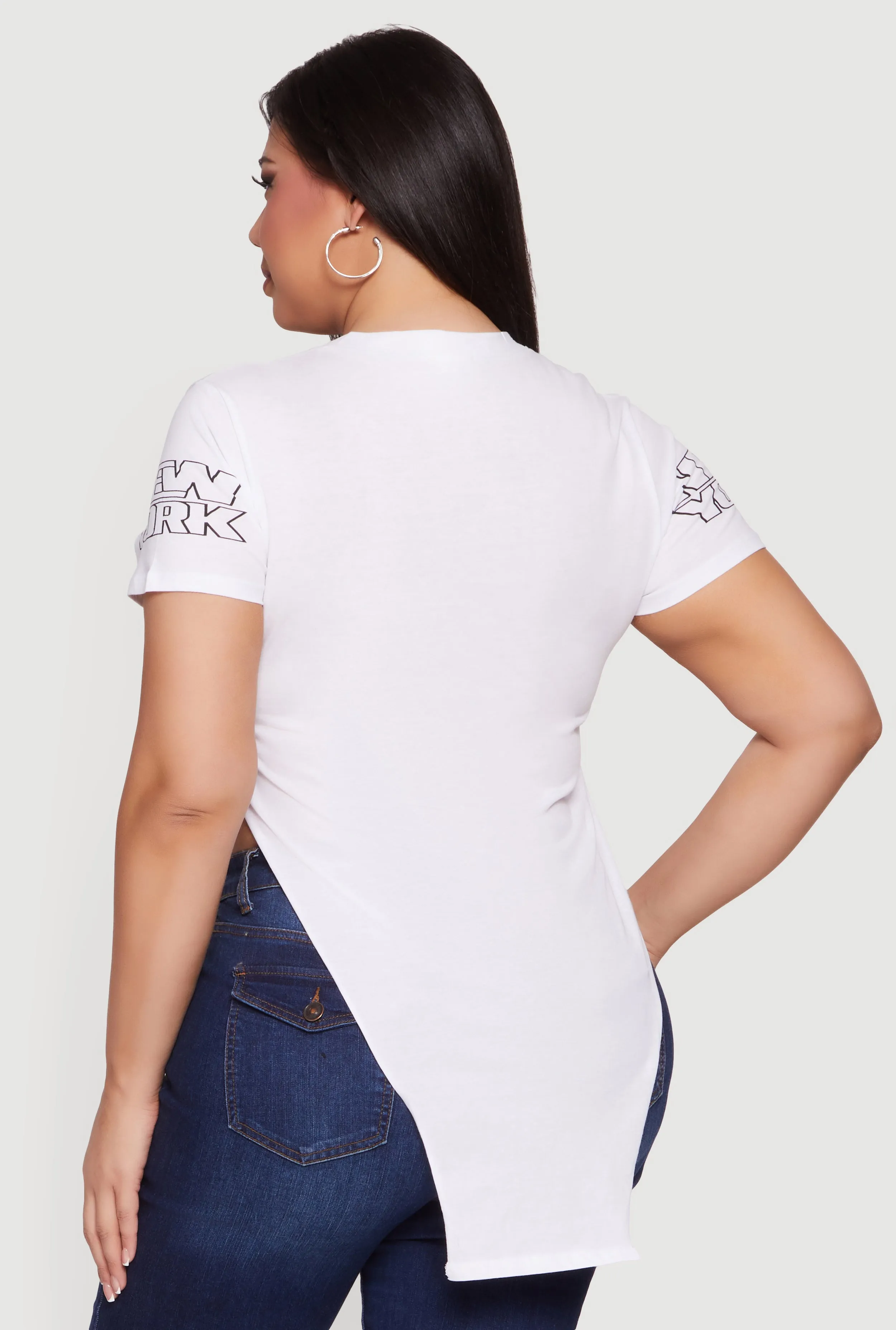 Plus Size New York Graphic Knot Front T-Shirt sold by Rainbow product image thumbnail 5