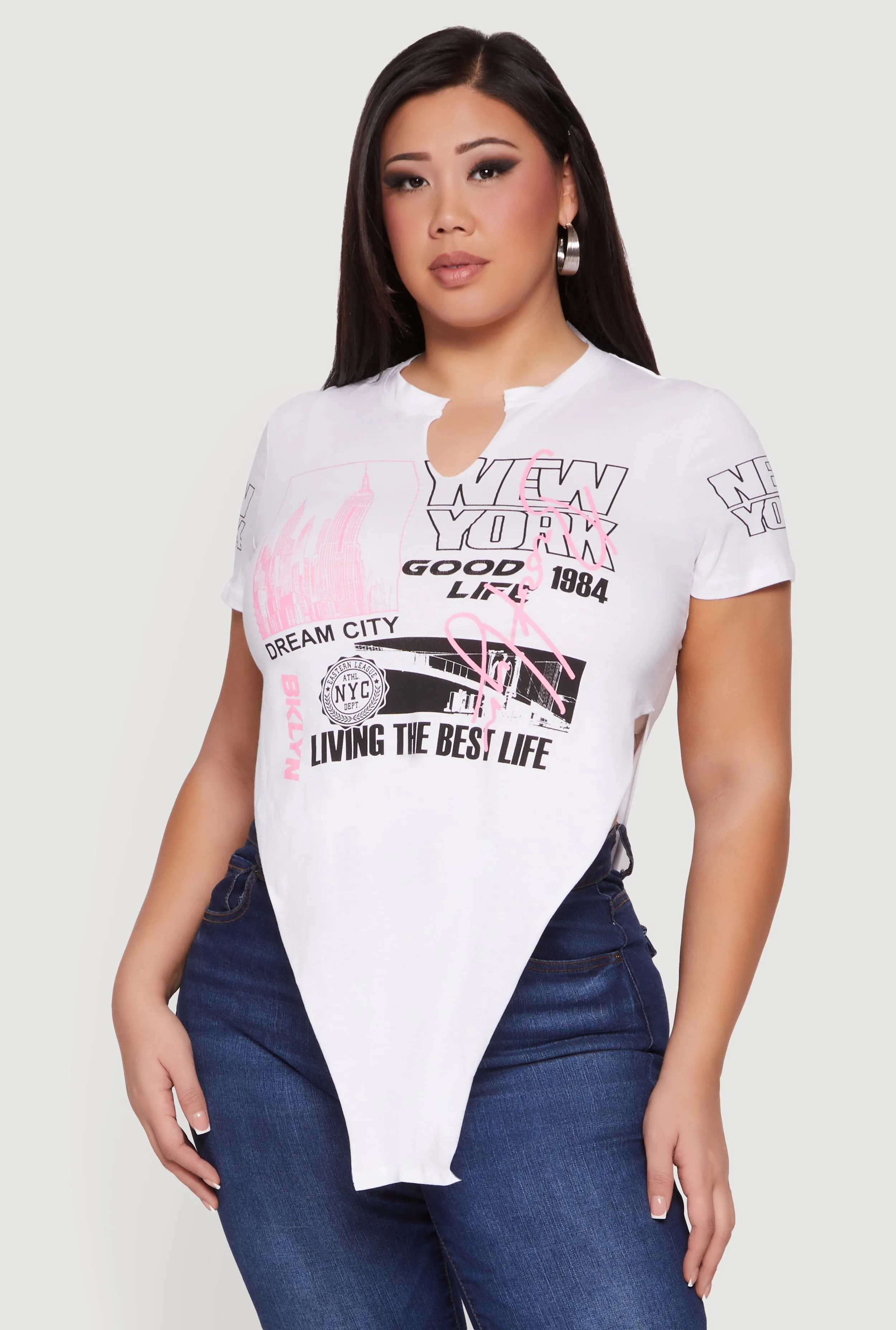 Plus Size New York Graphic Knot Front T-Shirt sold by Rainbow product image thumbnail 2