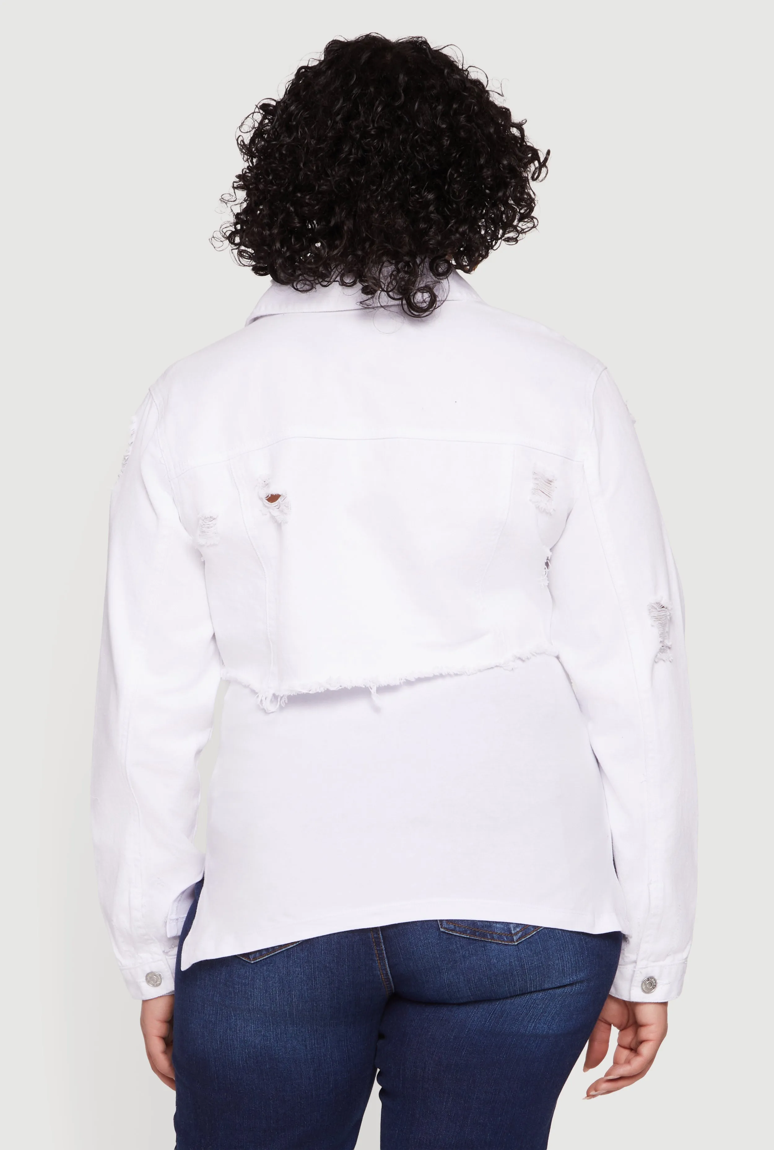 Plus Size Almost Famous Cropped Frayed Hem Denim Jacket sold by Rainbow product image thumbnail 5