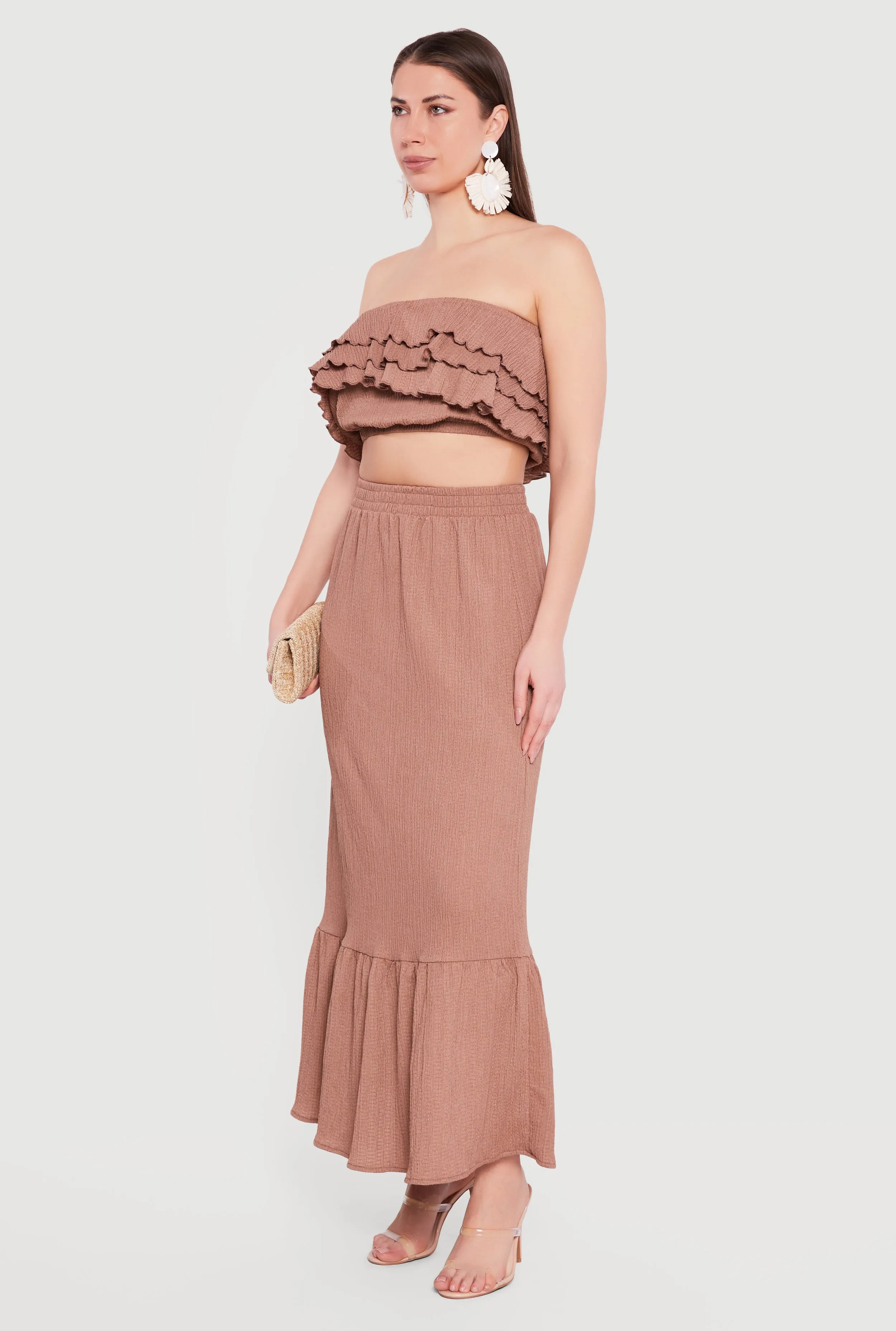 Textured Knit Ruffle Tiered Crop Tube Top sold by Rainbow product image thumbnail 3