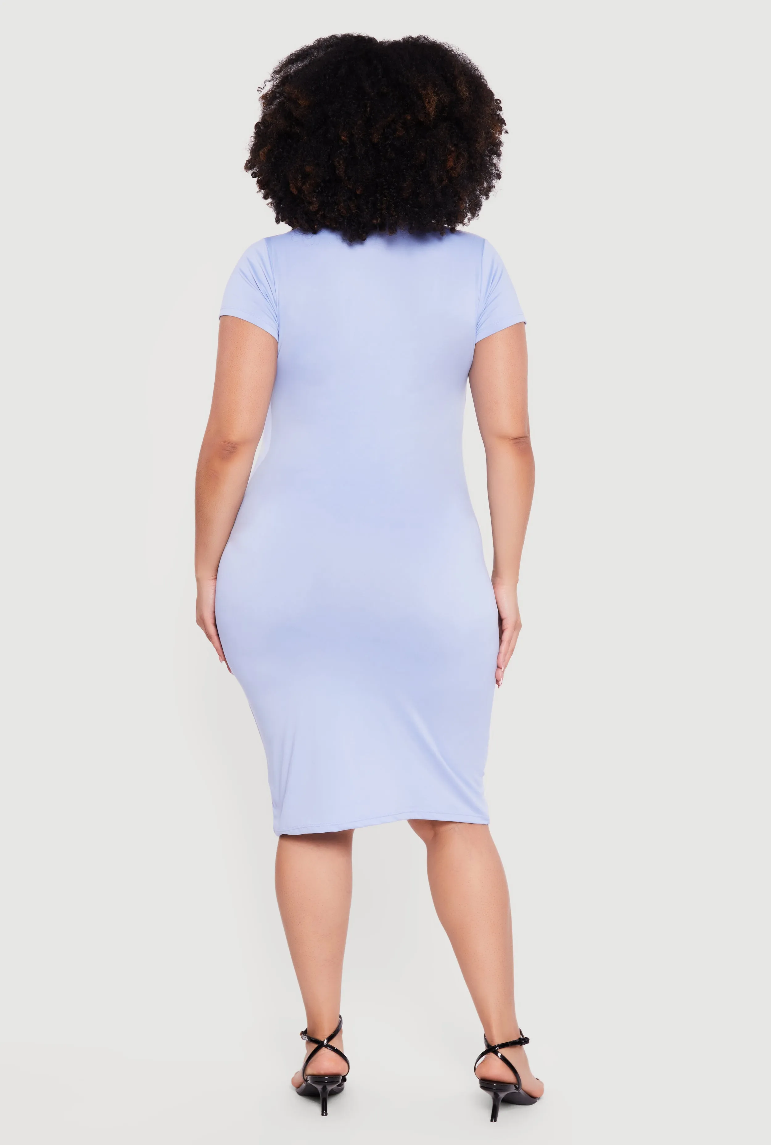 Plus Size Short Sleeve Mock Neck Midi Dress sold by Rainbow product image thumbnail 3