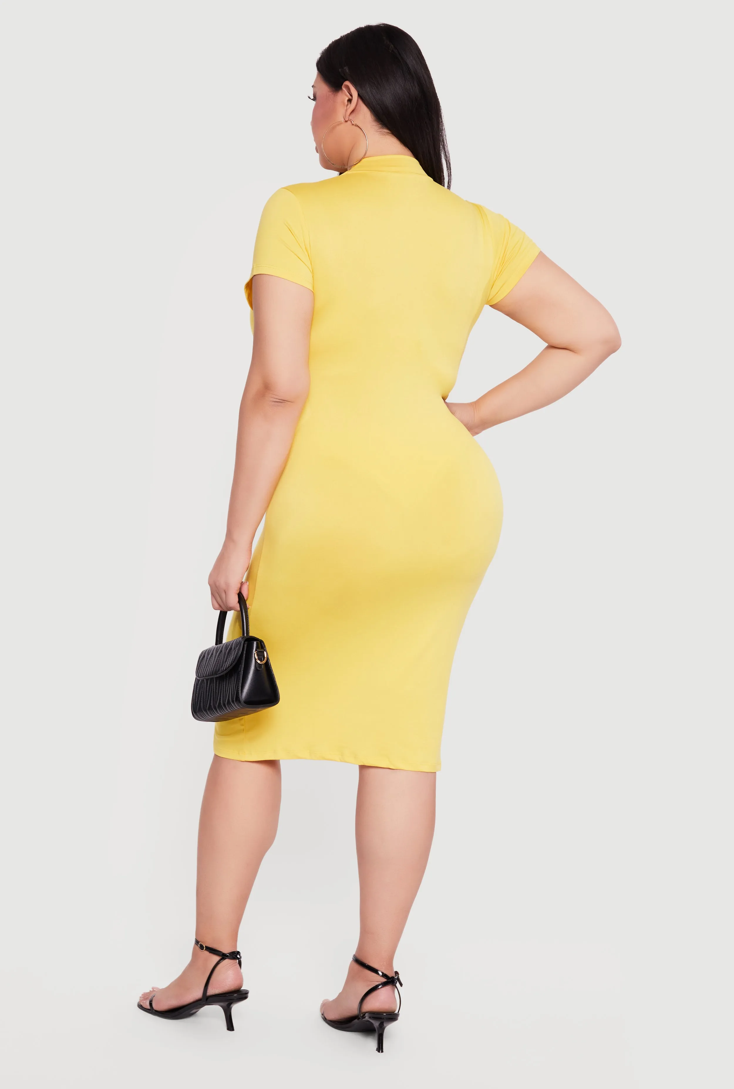 Plus Size Short Sleeve Mock Neck Midi Dress sold by Rainbow product image thumbnail 3