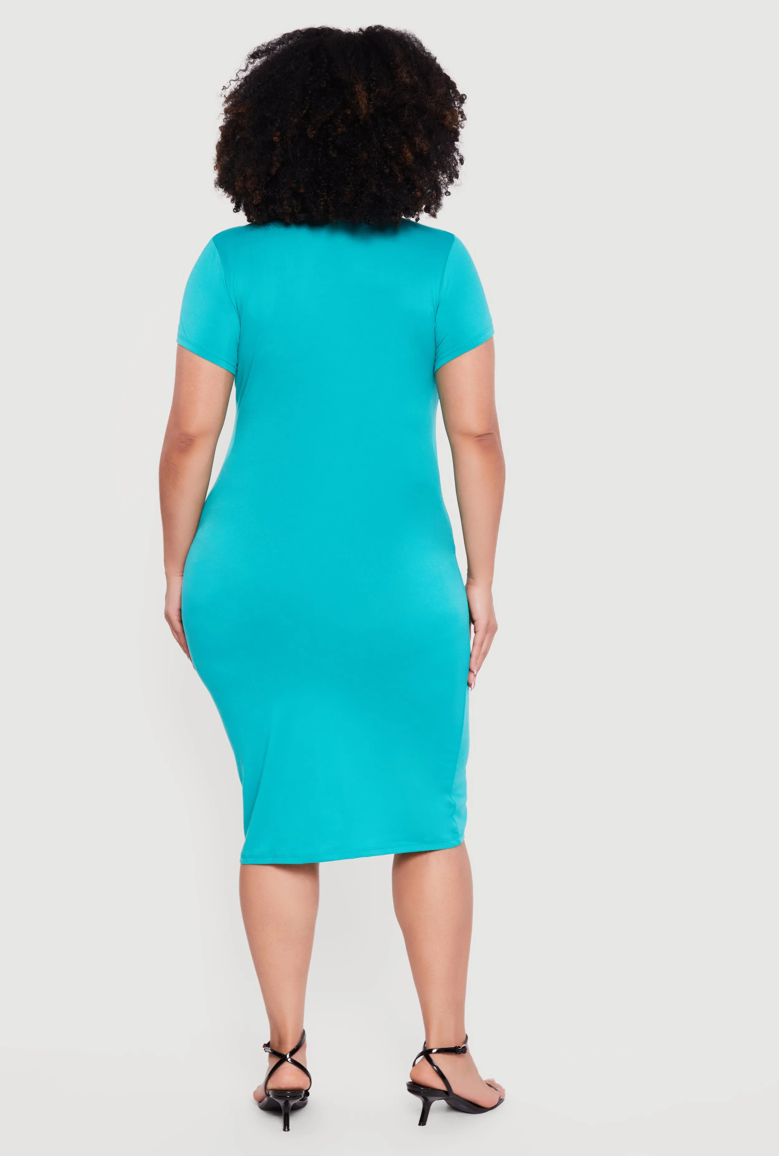 Plus Size Short Sleeve Mock Neck Midi Dress sold by Rainbow product image thumbnail 3