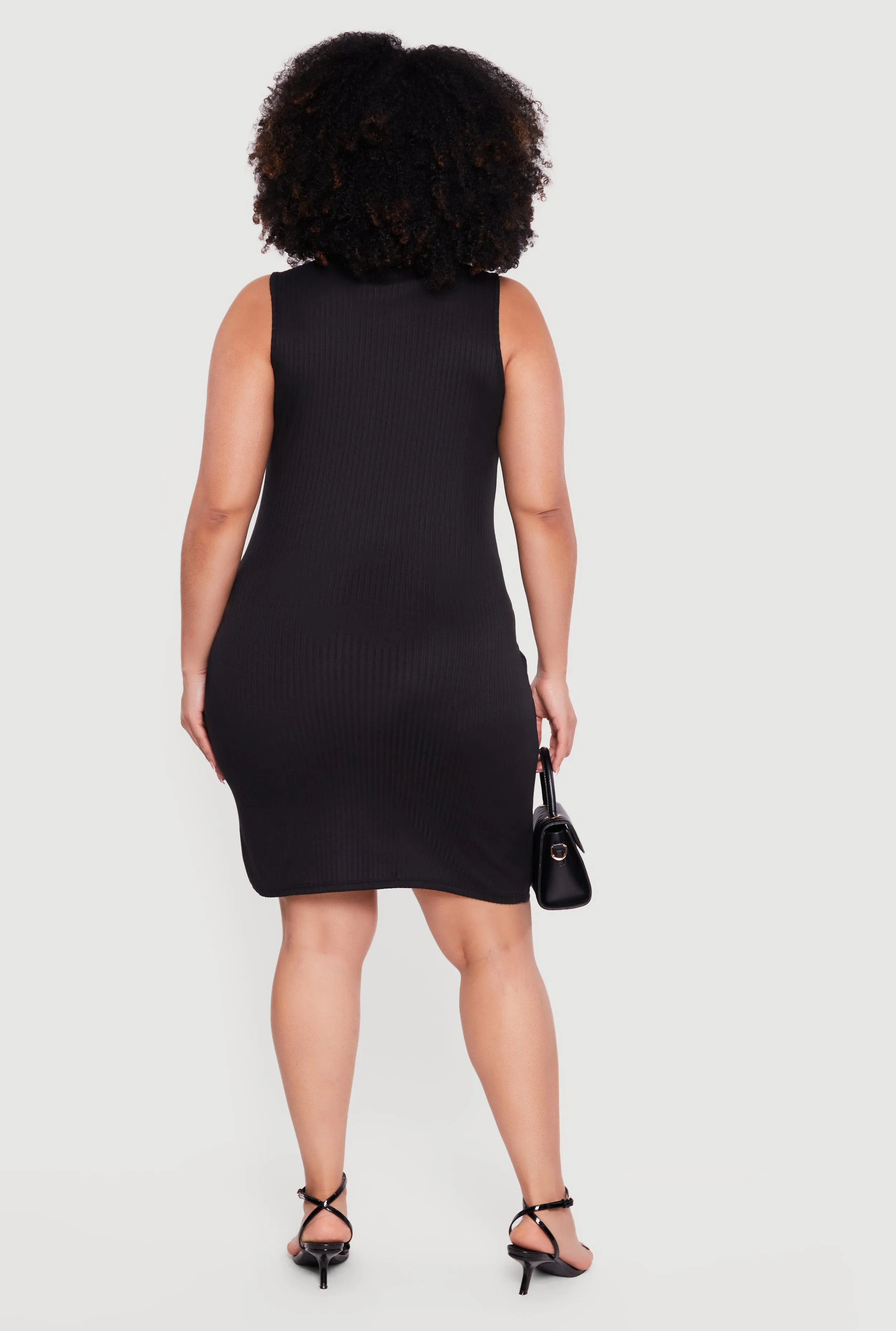 Plus Size Rib Knit Sleeveless Mock Neck Mini Dress sold by Rainbow product image thumbnail 3